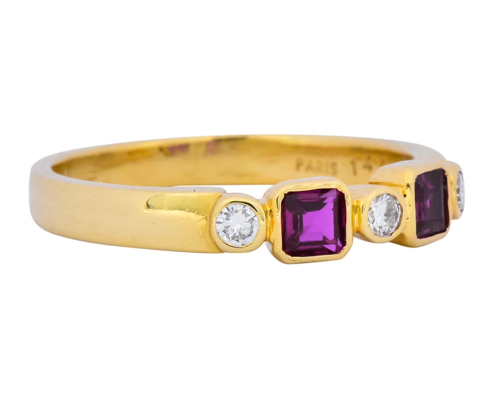 Chaumet Paris Ruby Diamond 18 Karat Gold Stacking Ring - Wilson's Estate Jewelry