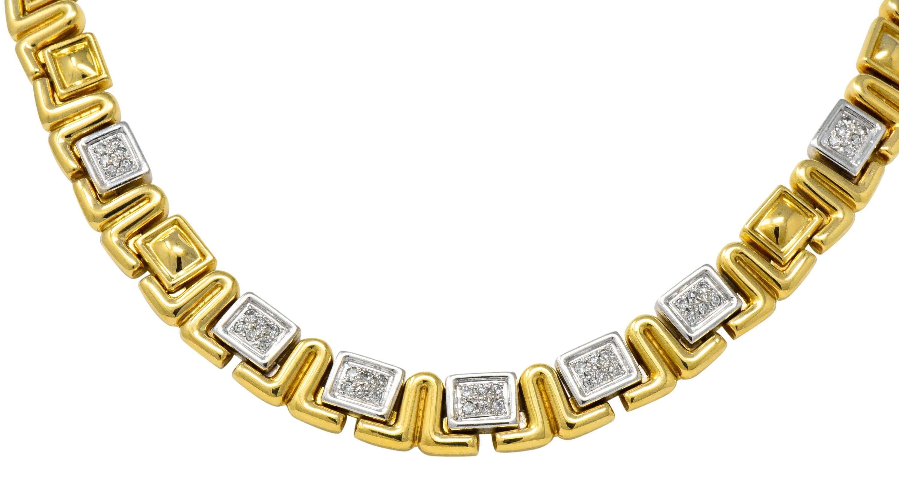 Chiampesan Modernist 0.85 CTW Diamond 18 Karat Two-Tone Gold Collar Necklace - Wilson's Estate Jewelry