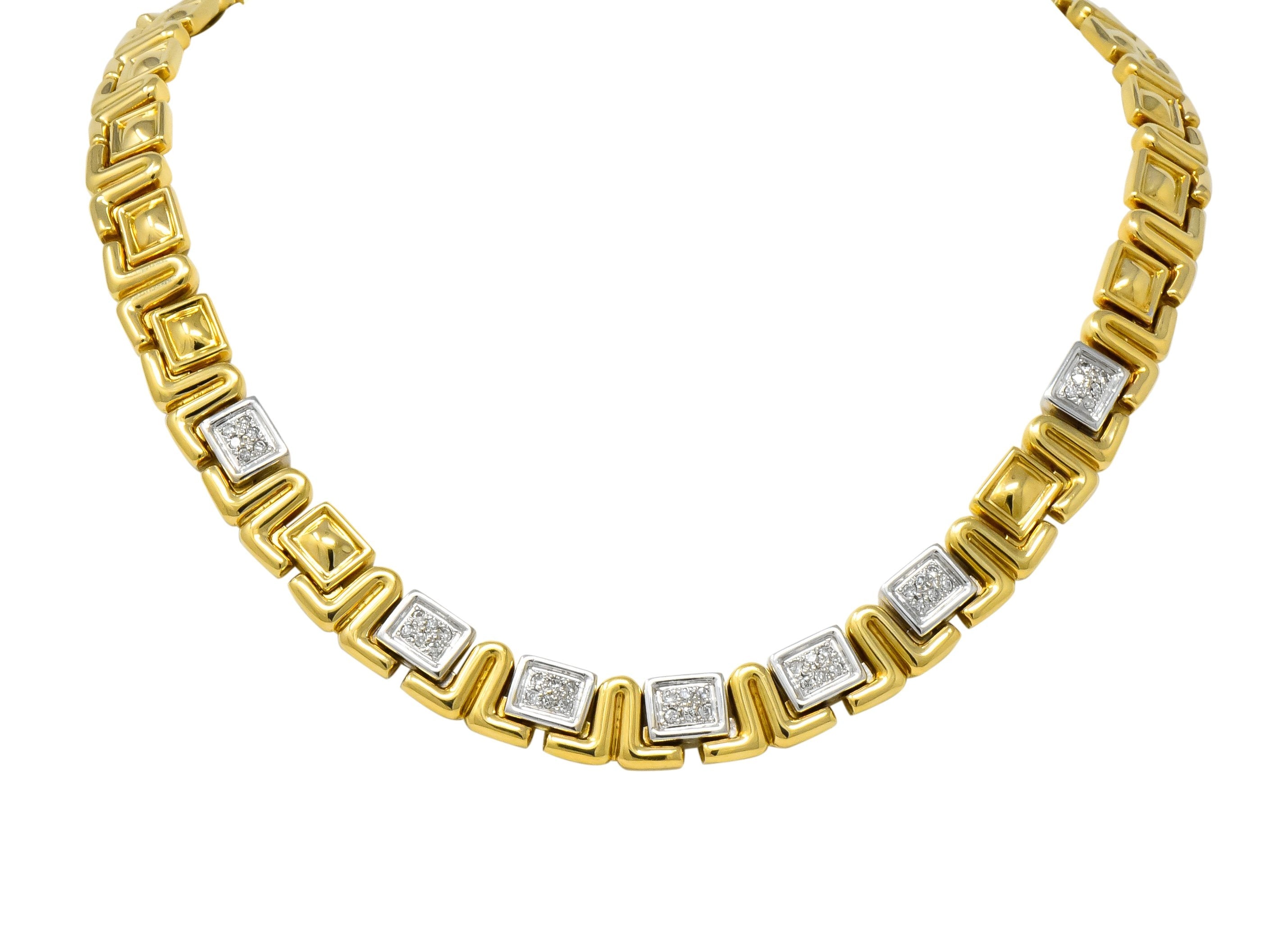 Chiampesan Modernist 0.85 CTW Diamond 18 Karat Two-Tone Gold Collar Necklace - Wilson's Estate Jewelry