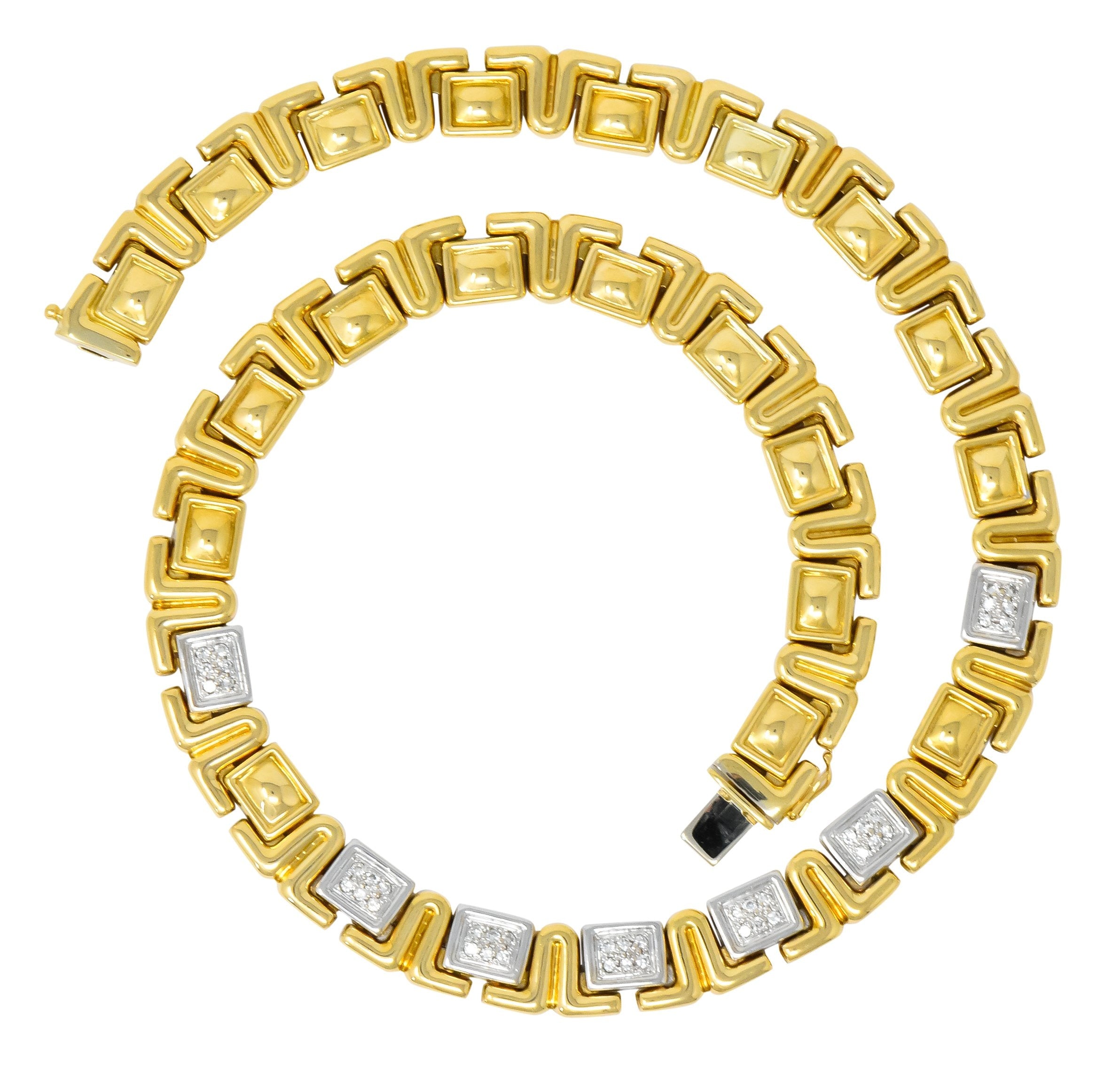 Chiampesan Modernist 0.85 CTW Diamond 18 Karat Two-Tone Gold Collar Necklace - Wilson's Estate Jewelry