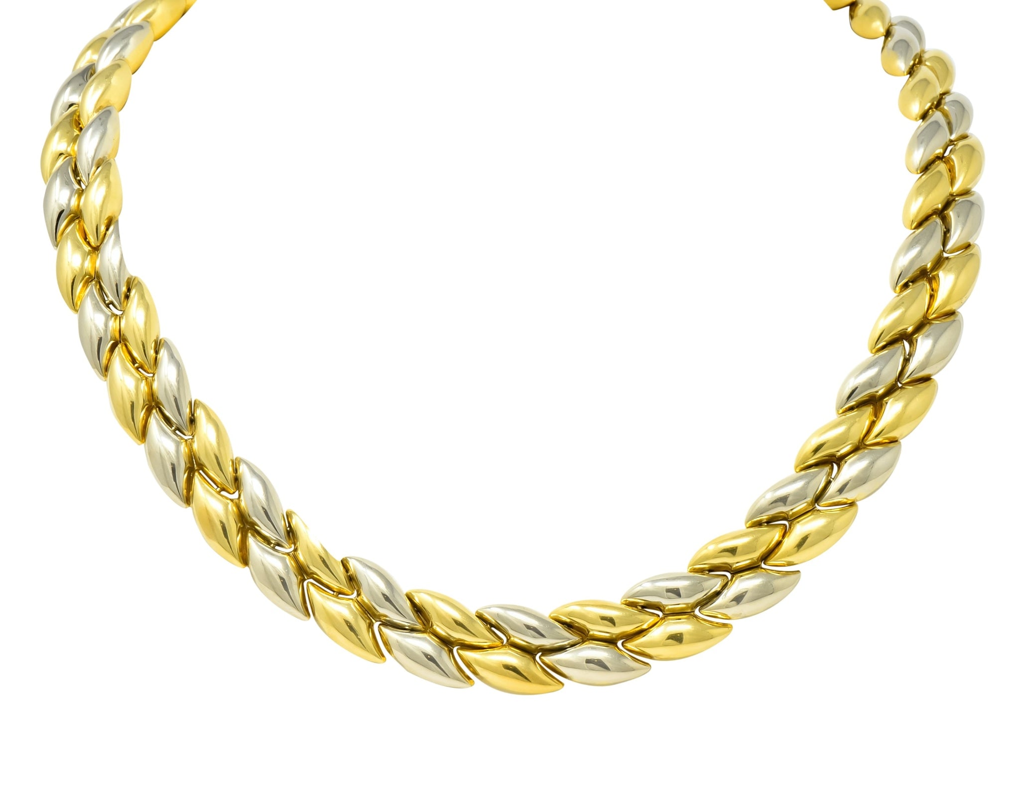 Chimento 18 Karat Two-Tone Gold Italian Puffed Reversible Collar Necklace - Wilson's Estate Jewelry