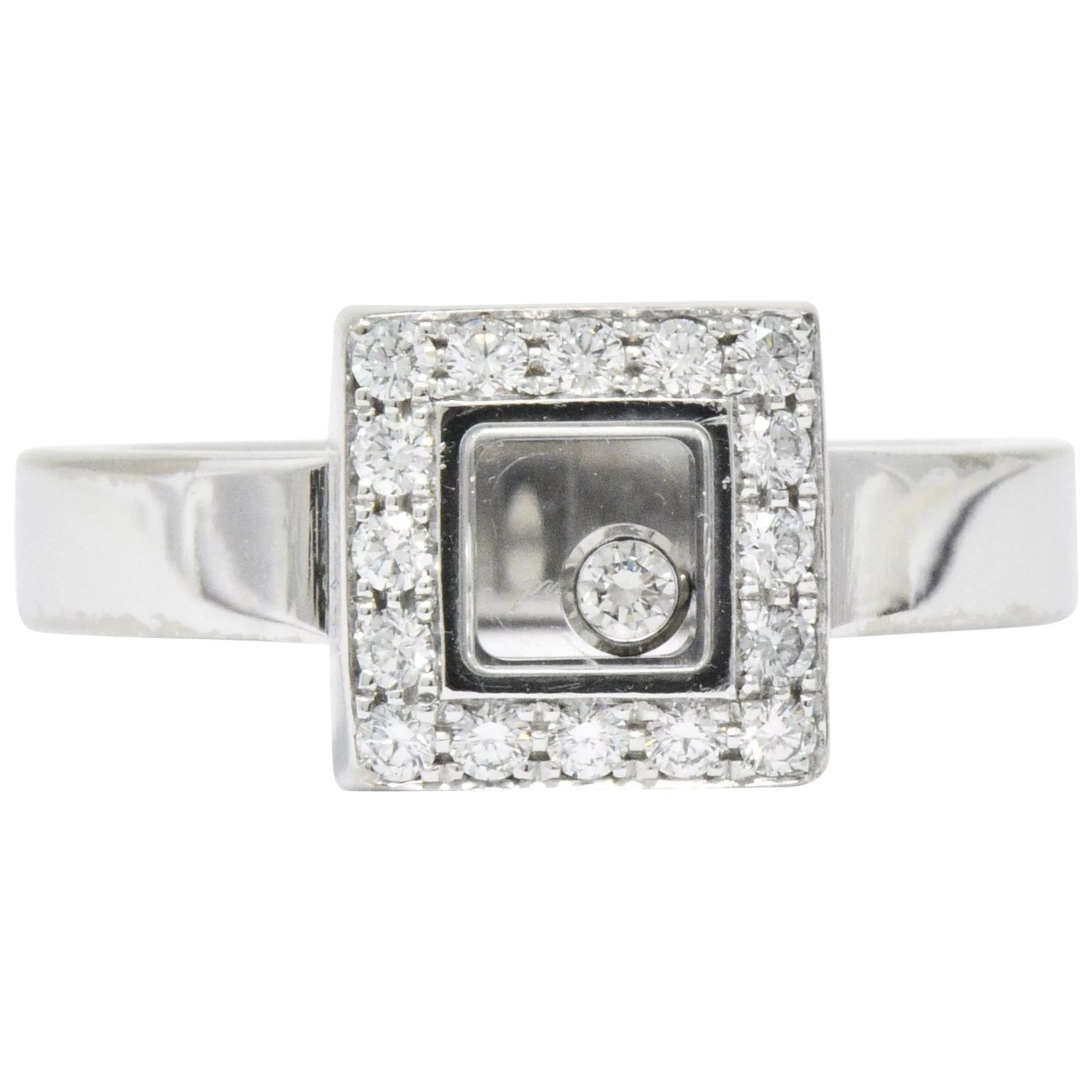 Chopard 0.38 CTW Diamond 18 Karat White Gold Happy Diamonds Ring Wilson's Estate Jewelry