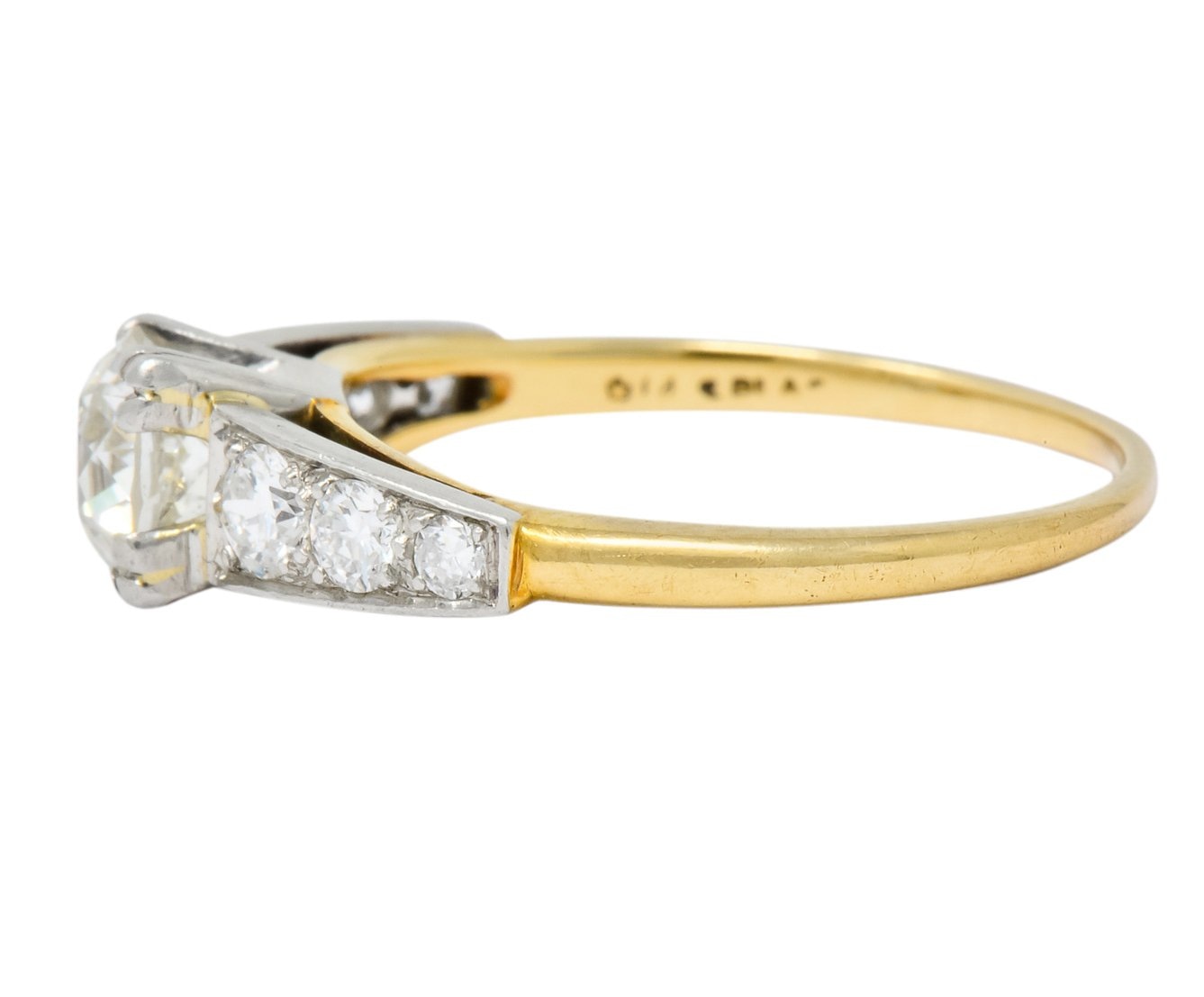 Circa 1910 Edwardian 0.89 CTW Diamond Platinum-Topped 14 Karat Gold Engagement Ring - Wilson's Estate Jewelry