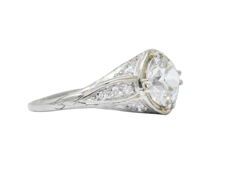 Early Retro 1.76 CTW Old European Diamond Platinum Engagement Ring GIA Wilson's Estate Jewelry