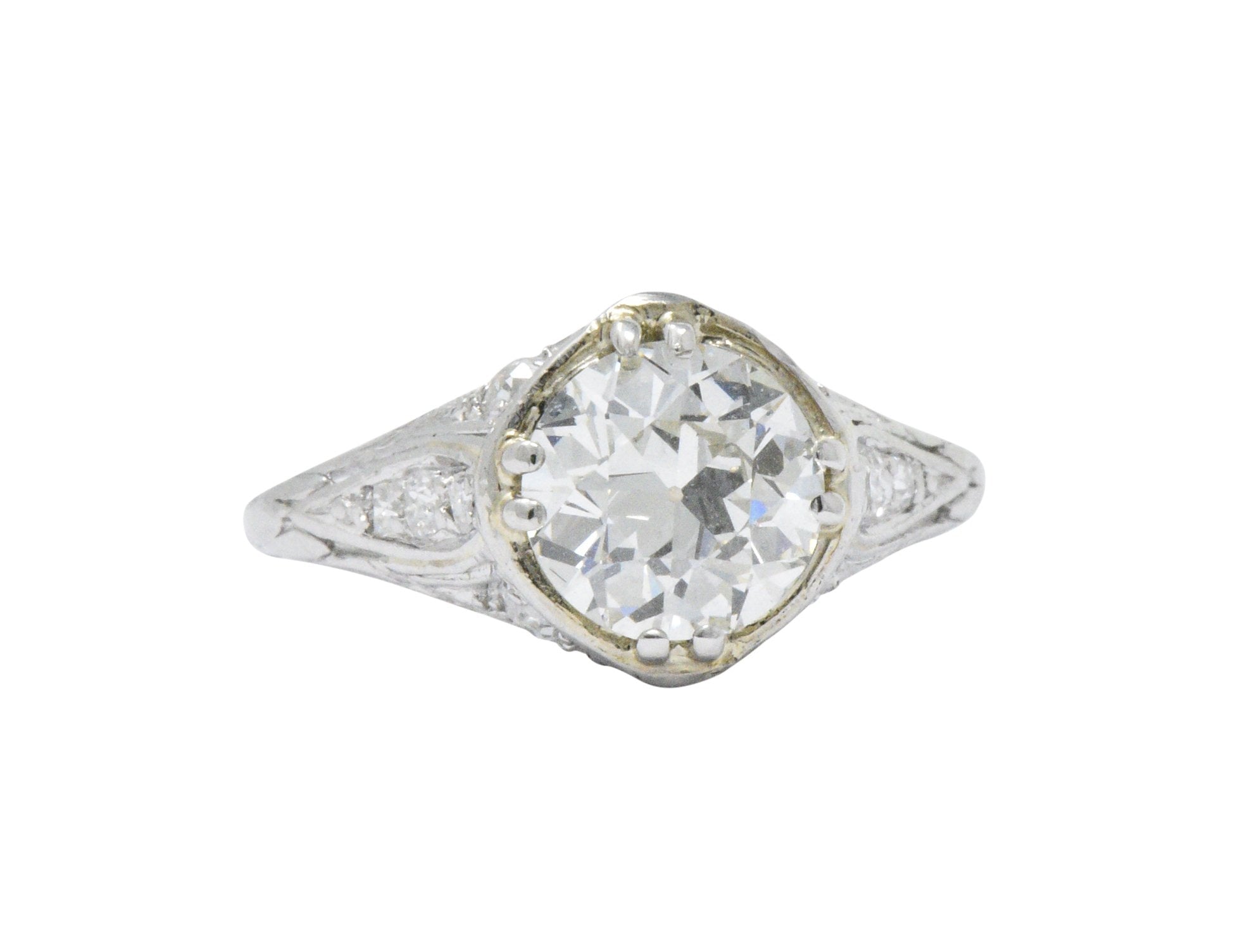 Early Retro 1.76 CTW Old European Diamond Platinum Engagement Ring GIA Wilson's Estate Jewelry