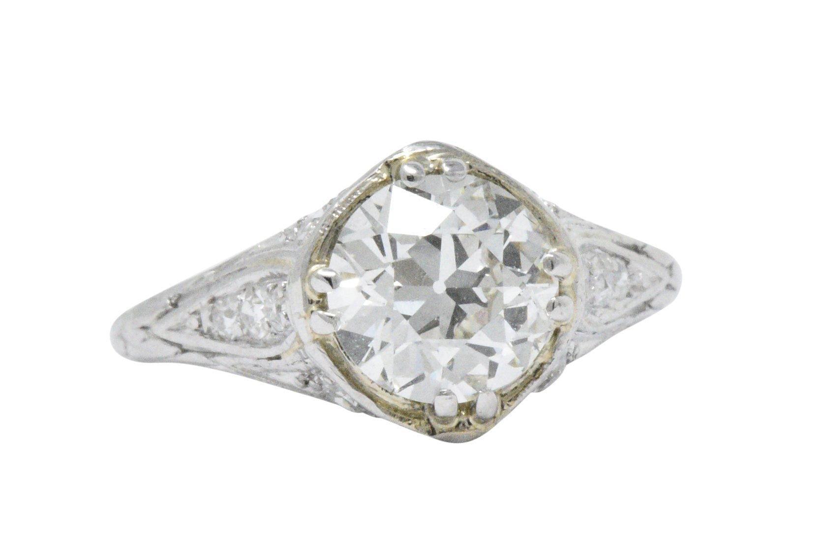 Early Retro 1.76 CTW Old European Diamond Platinum Engagement Ring GIA Wilson's Estate Jewelry