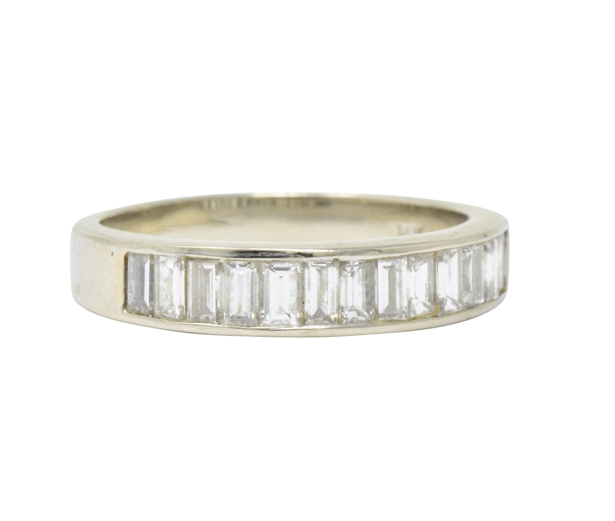 Contemporary 1.00 CTW Diamond 14 Karat White Gold Channel Band Ring Wilson's Estate Jewelry