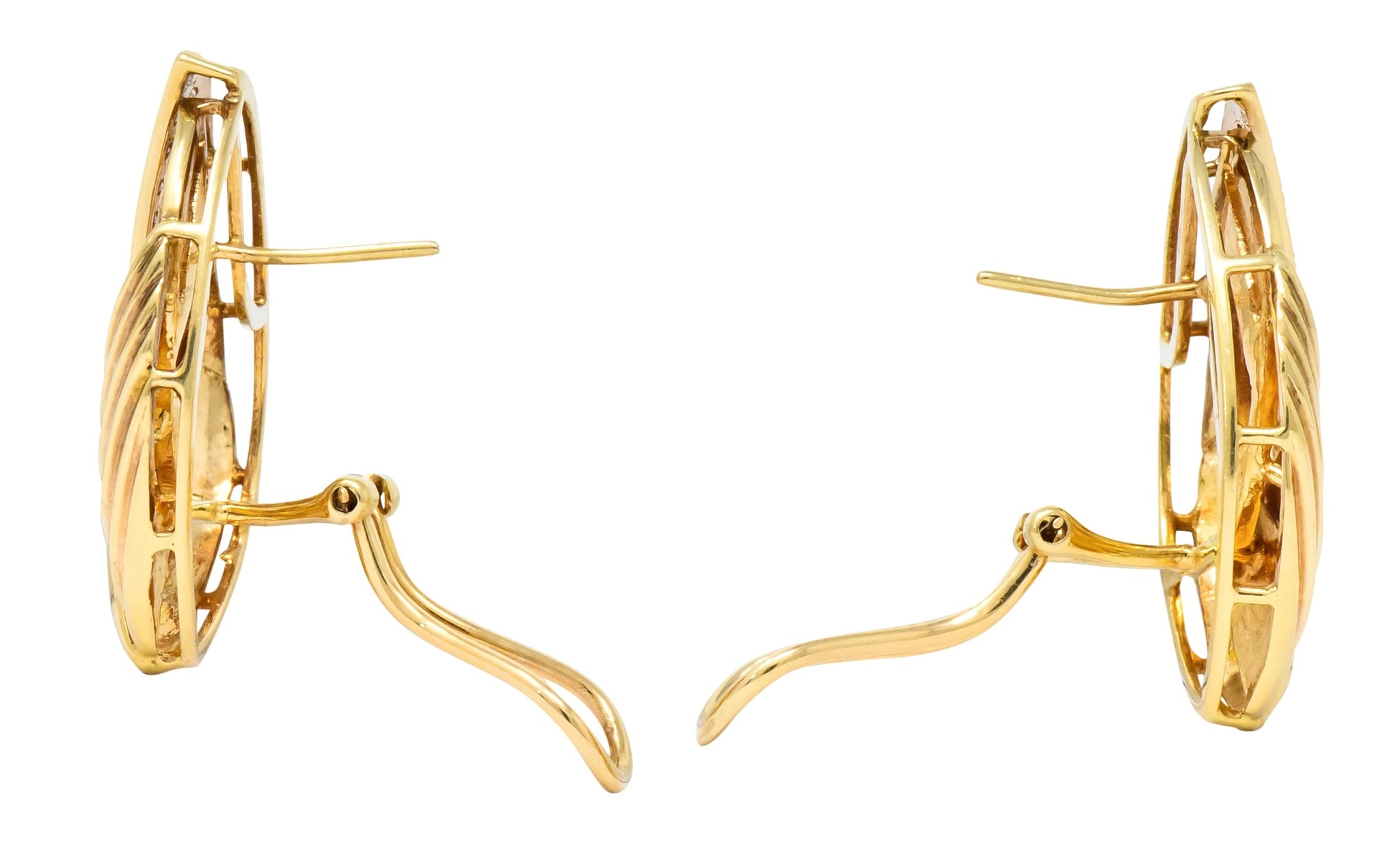 Contemporary 1.00 CTW Diamond 18 Karat Gold Earrings - Wilson's Estate Jewelry
