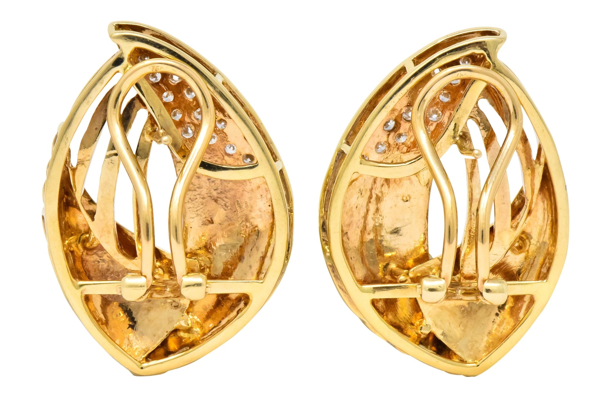 Contemporary 1.00 CTW Diamond 18 Karat Gold Earrings - Wilson's Estate Jewelry
