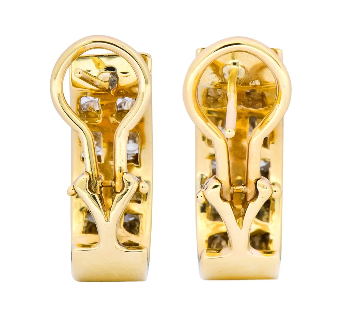 Contemporary 1.80 CTW Diamond 14 Karat Gold J Hoop Earrings - Wilson's Estate Jewelry