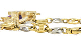 Contemporary 10.70 CTW Amethyst Two-Tone Gold Animal Charm Bracelet Wilson's Estate Jewelry