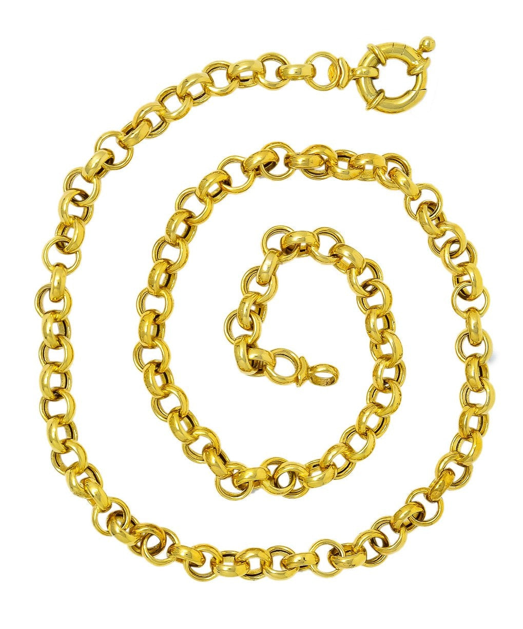Contemporary Italian 14 Karat Gold Rolo Link Chain Necklace - Wilson's Estate Jewelry