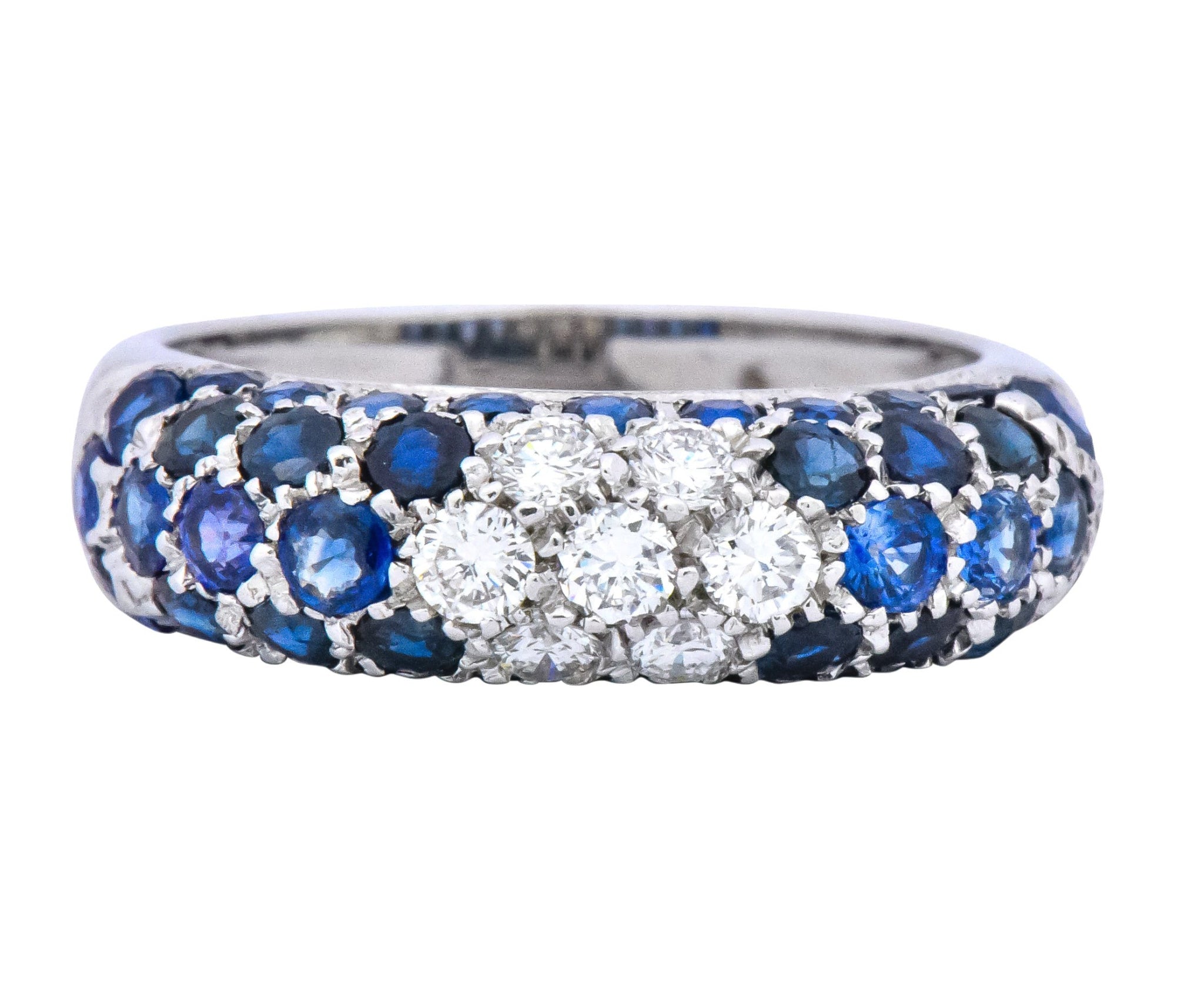 Contemporary Italian 3.85 CTW Diamond Sapphire 18 Karat White Gold Ring - Wilson's Estate Jewelry