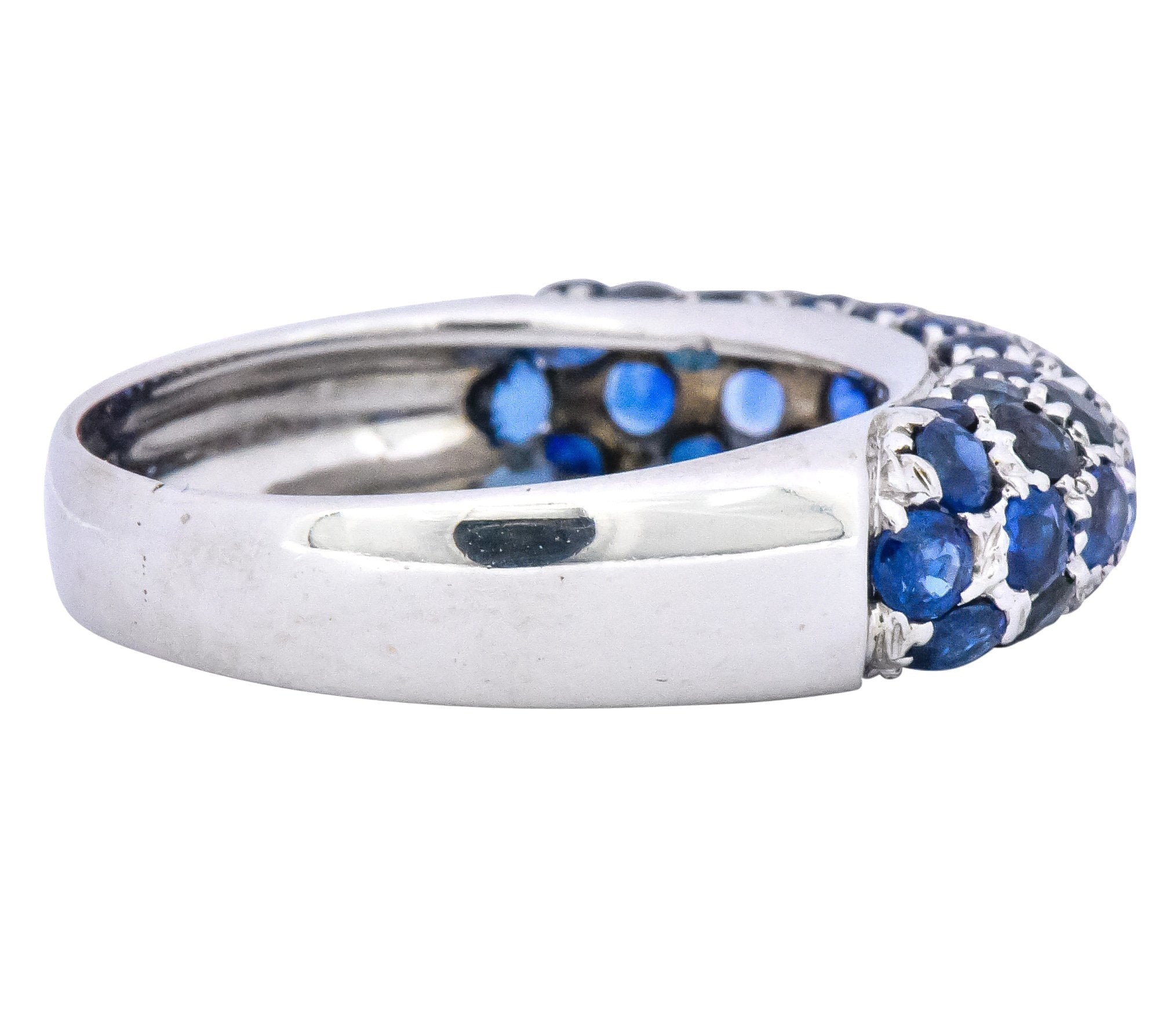 Contemporary Italian 3.85 CTW Diamond Sapphire 18 Karat White Gold Ring - Wilson's Estate Jewelry