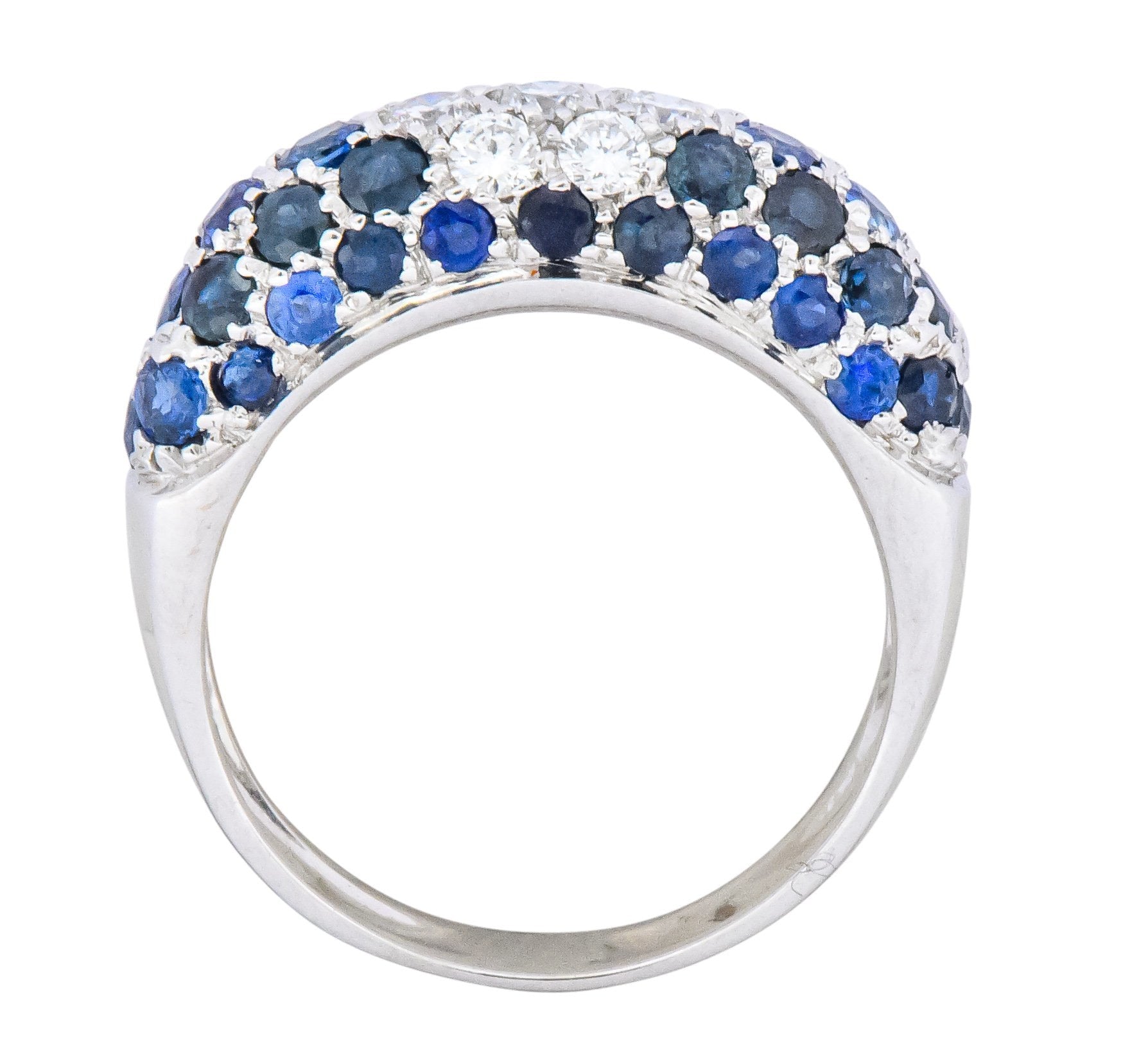 Contemporary Italian 3.85 CTW Diamond Sapphire 18 Karat White Gold Ring - Wilson's Estate Jewelry