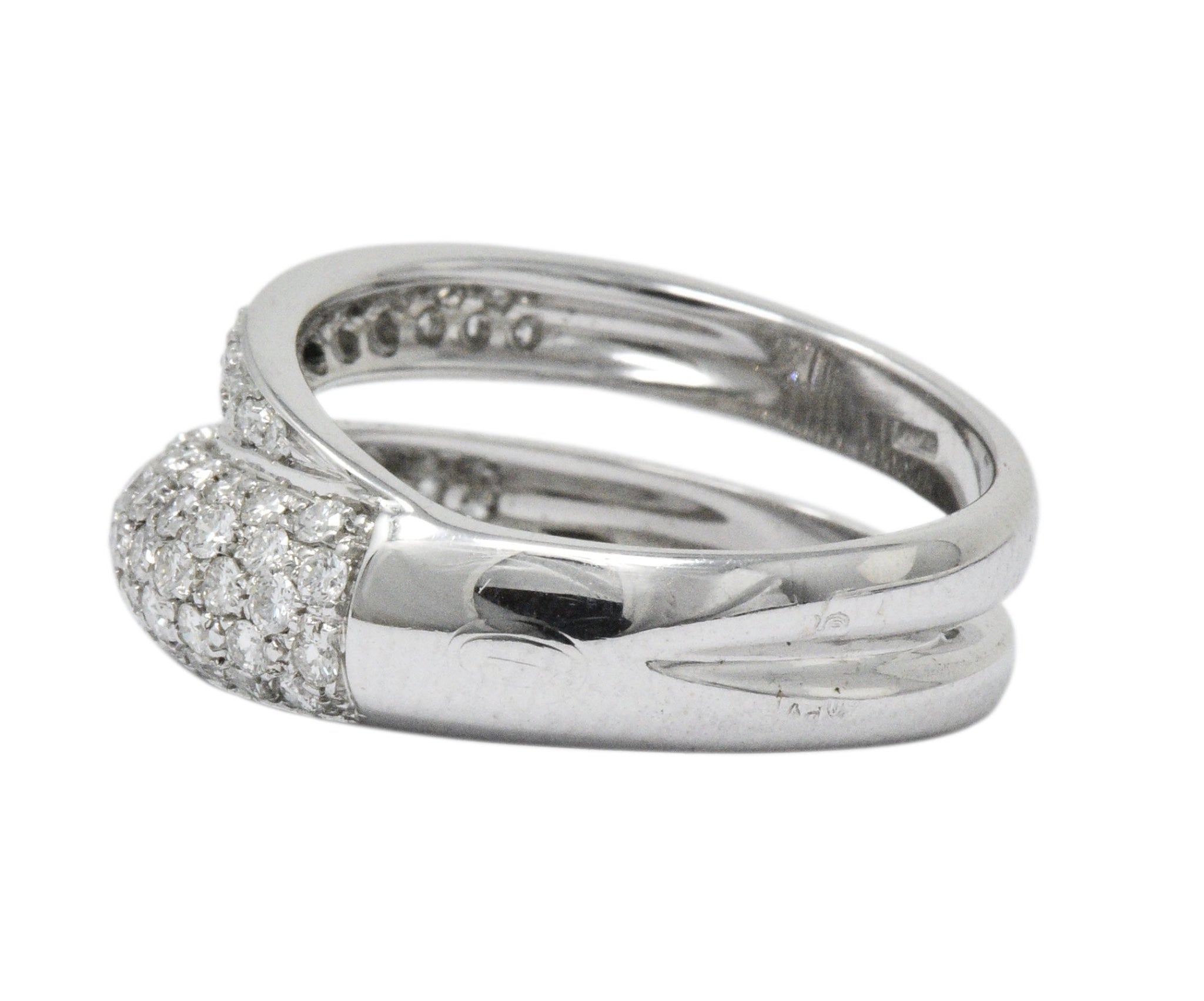 Damiani Contemporary 1.20 CTW Diamond 18 Karat White Gold Alternative Ring With Box Wilson's Estate Jewelry