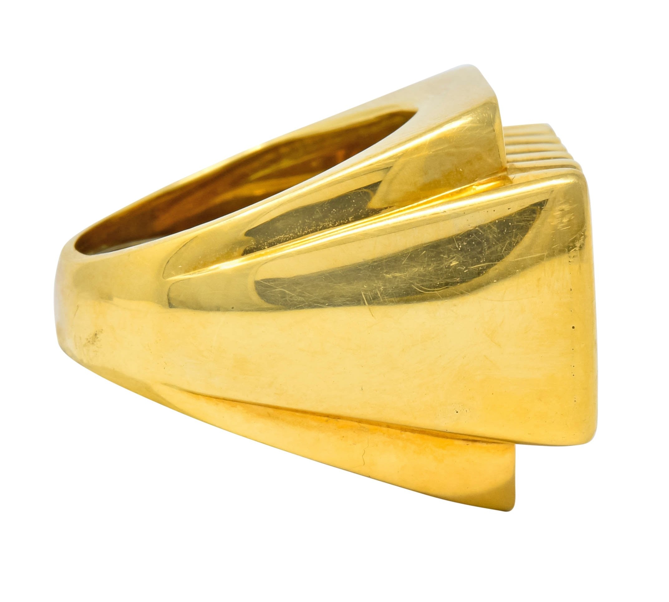 David Webb Vintage 18 Karat Yellow Gold Ridged Band Ring Circa 1960's - Wilson's Estate Jewelry