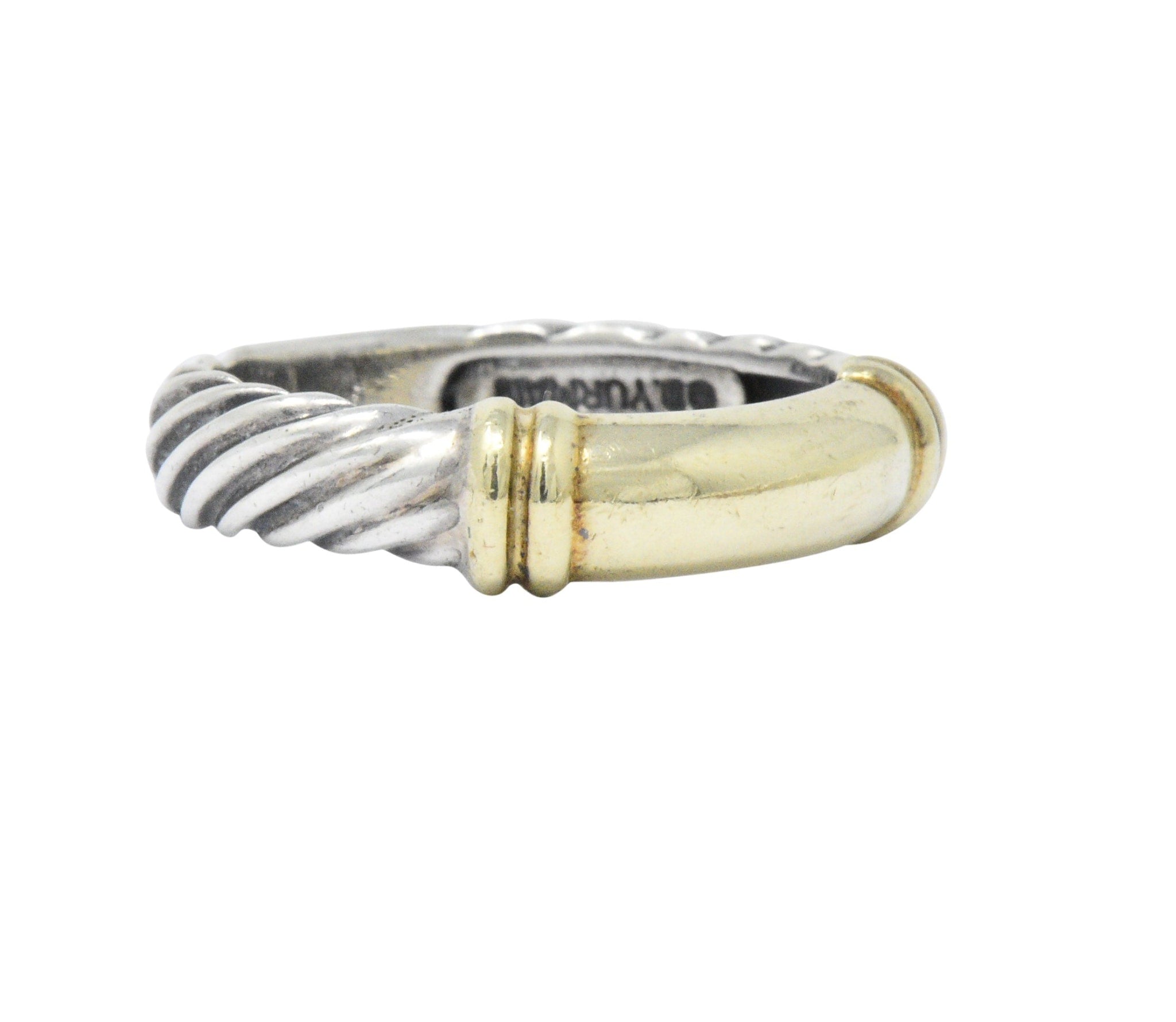 David Yurman 14 Karat Gold Sterling Silver Metro Cable Stack Band Ring Wilson's Estate Jewelry