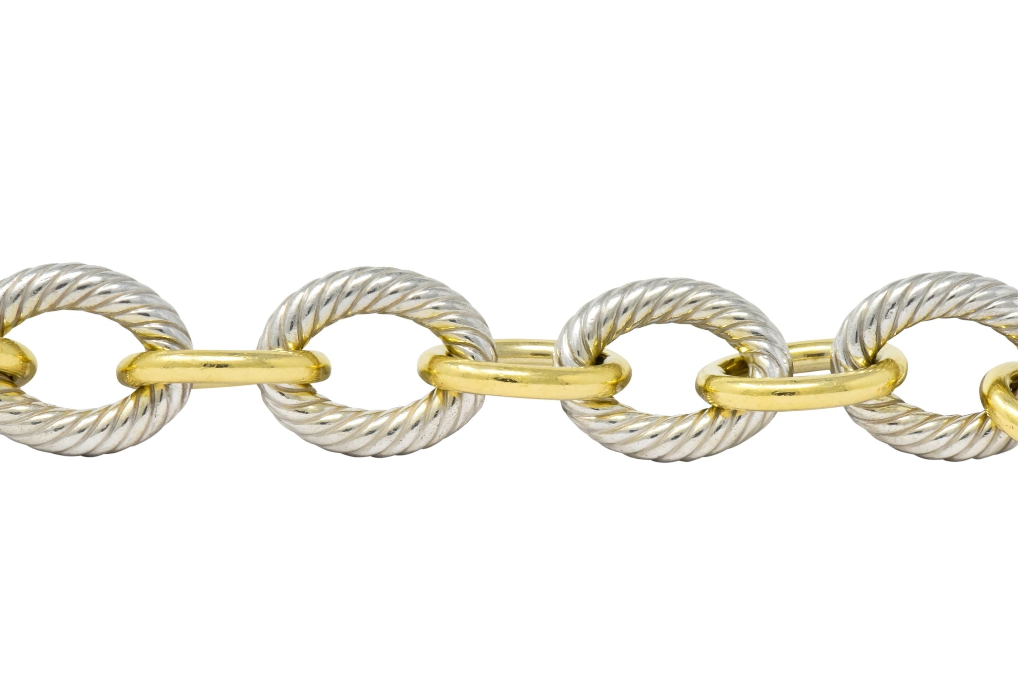 David Yurman 18 Karat Gold Extra Large Oval Sterling Silver Link Bracelet - Wilson's Estate Jewelry