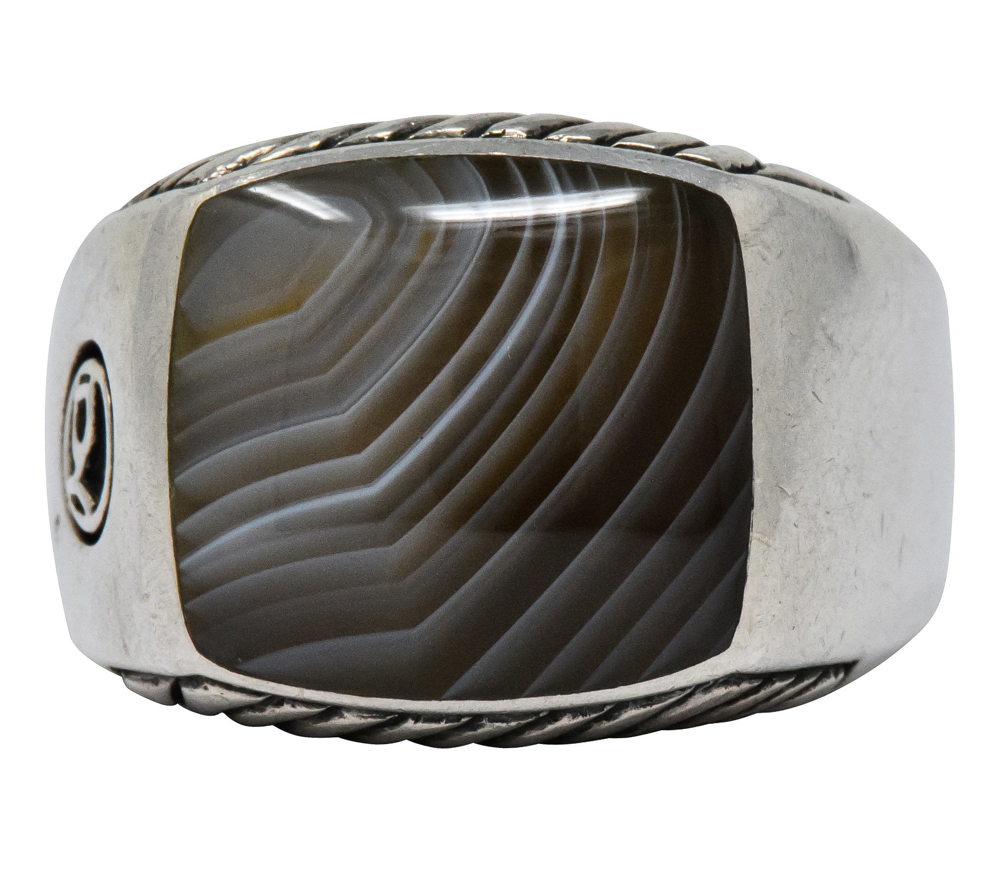 David Yurman Agate Sterling Silver Men's Exotic Stone Ring - Wilson's Estate Jewelry