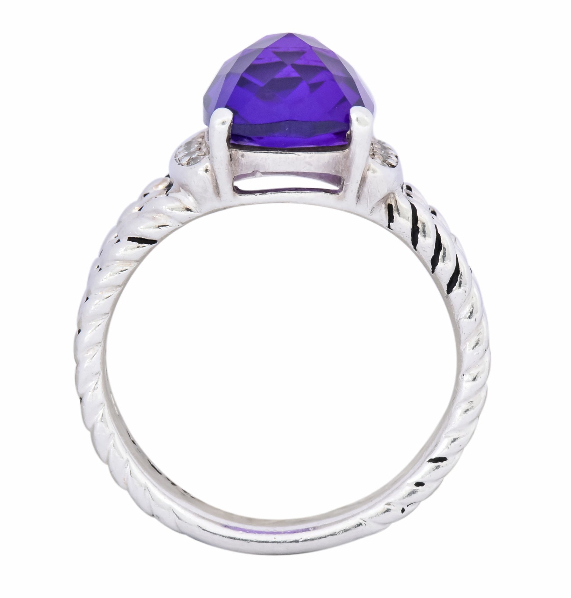 David Yurman Amethyst Diamond Sterling Silver Wheaton Ring - Wilson's Estate Jewelry