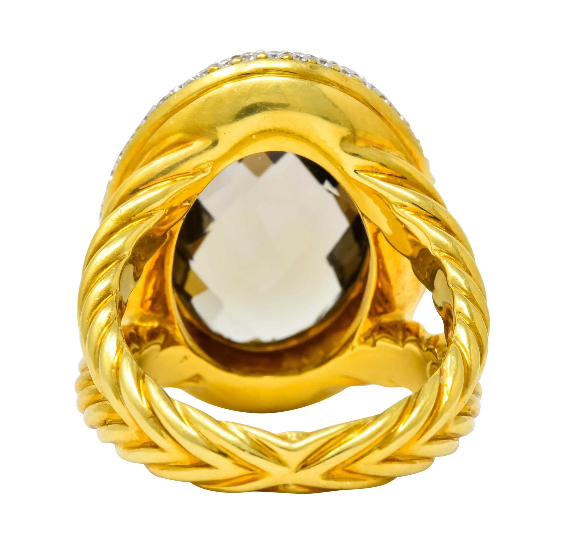 David Yurman Champagne Topaz Diamond 18 Karat Gold Statement Ring - Wilson's Estate Jewelry