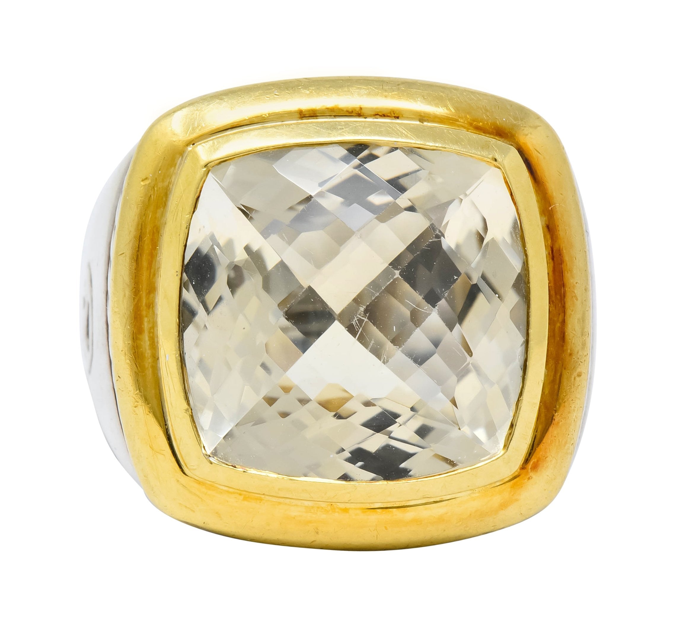 David Yurman Checkerboard Quartz 18 Karat Gold Sterling Silver Albion Cocktail Ring - Wilson's Estate Jewelry