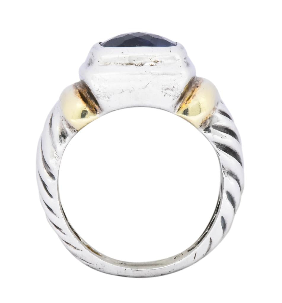 David Yurman Iolite Sterling Silver 14 Karat Gold Noblesse Ring - Wilson's Estate Jewelry