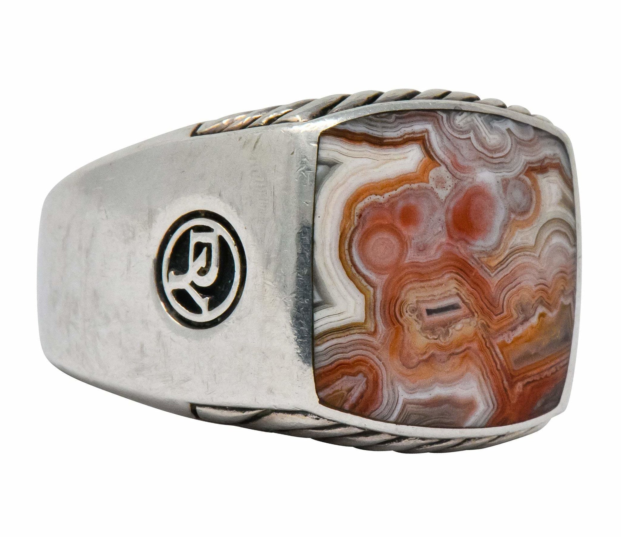 David Yurman Jasper Ring Sterling Silver Men's Exotic Stone Ring - Wilson's Estate Jewelry