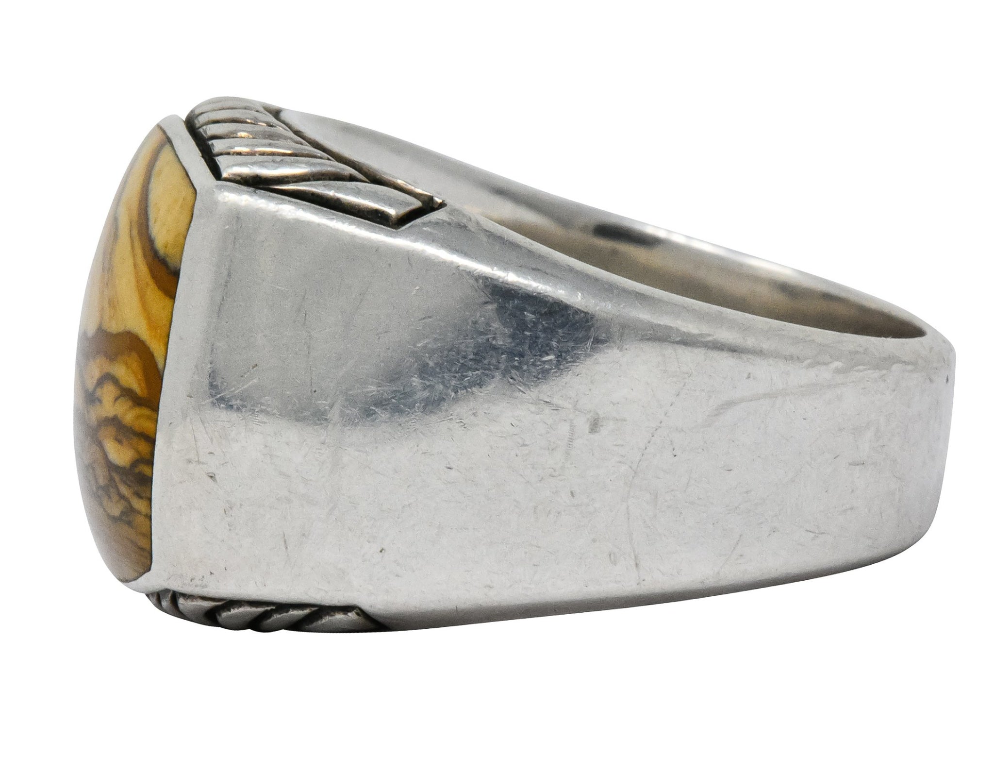 David Yurman Jasper Sterling Silver Men's Exotic Stone Ring - Wilson's Estate Jewelry