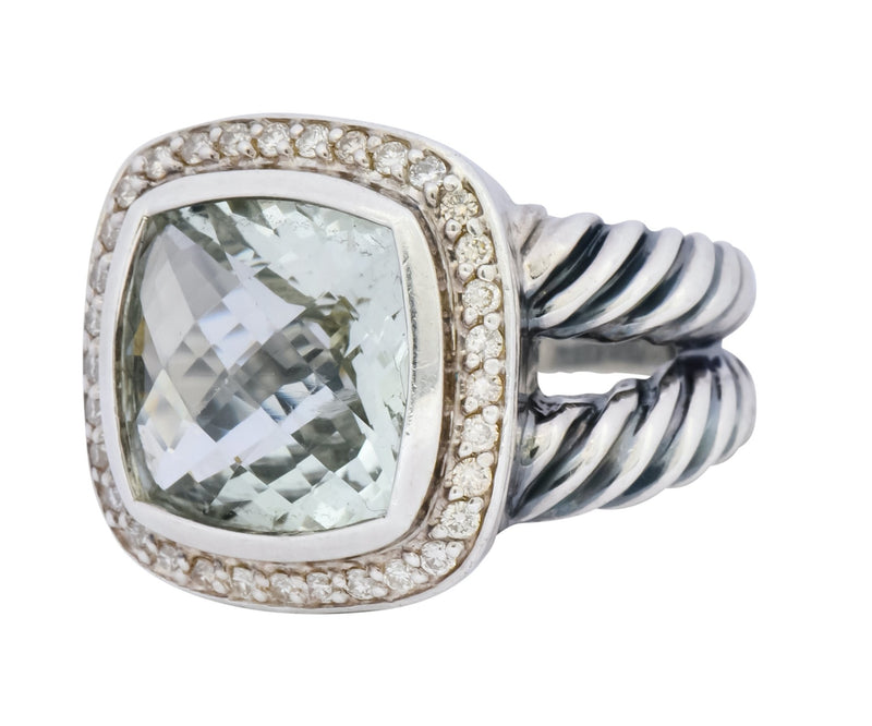 David Yurman Prasiolite Diamond Sterling Silver Albion Ring - Wilson's Estate Jewelry