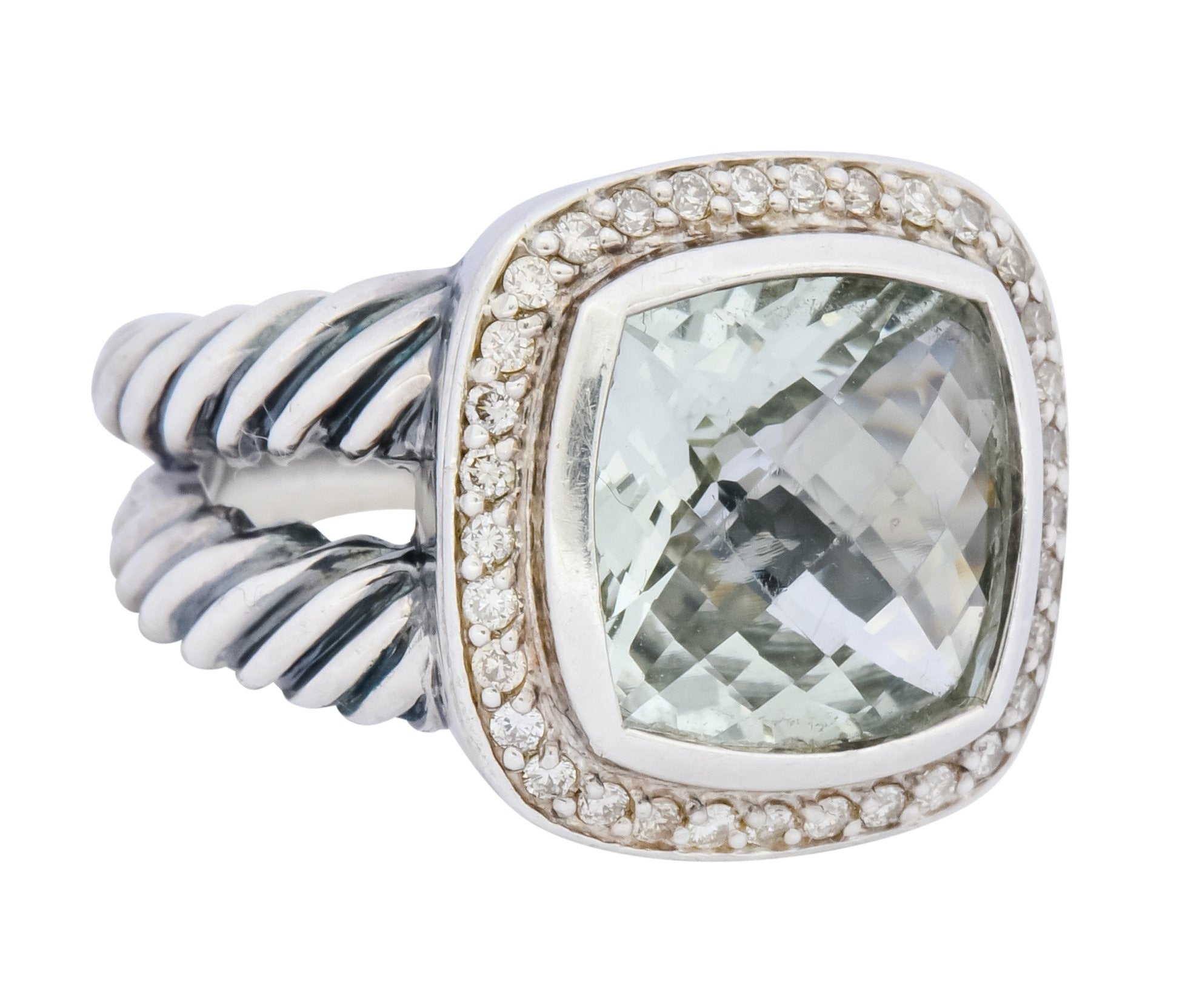 David Yurman Prasiolite Diamond Sterling Silver Albion Ring - Wilson's Estate Jewelry