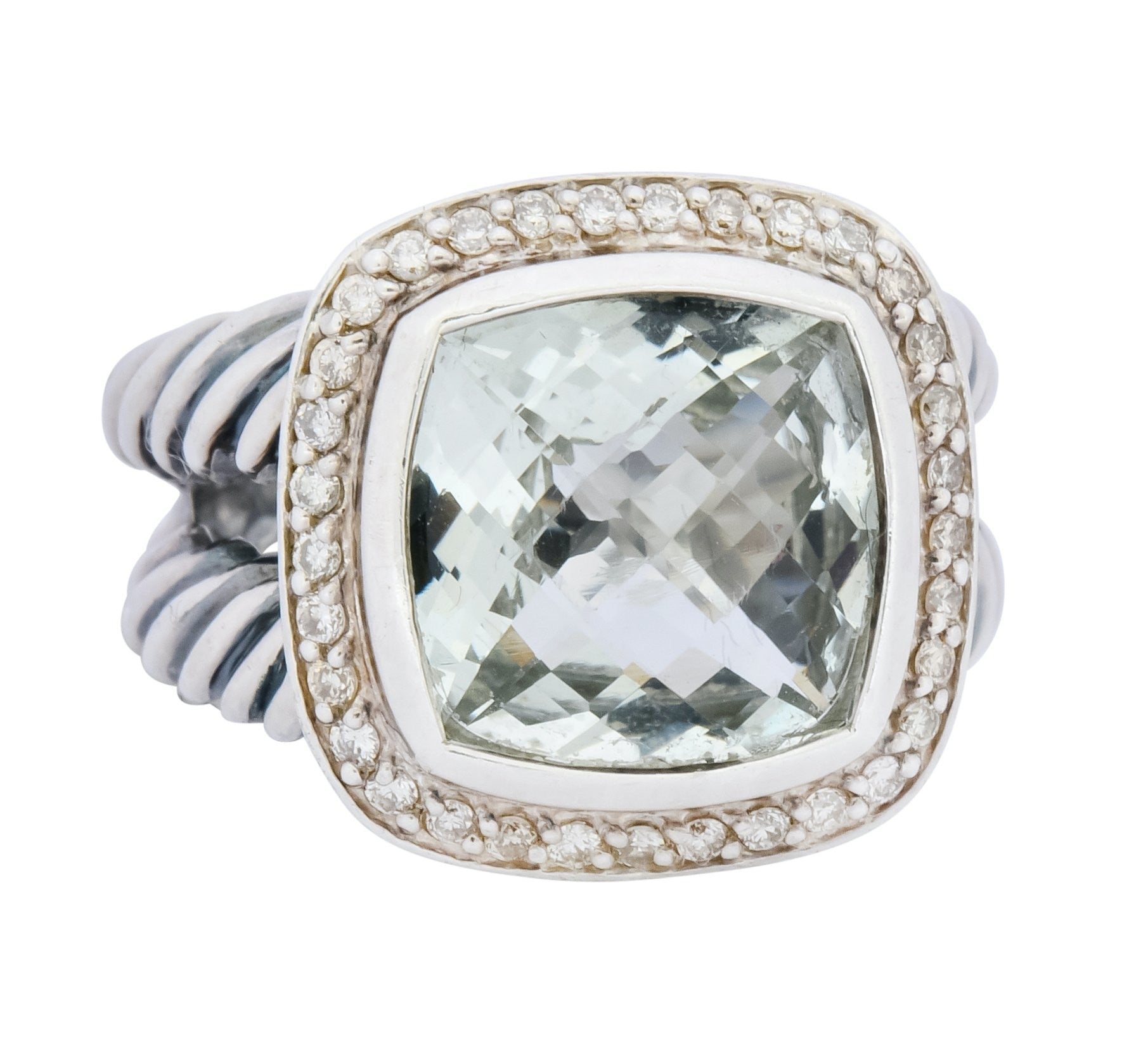 David Yurman Prasiolite Diamond Sterling Silver Albion Ring - Wilson's Estate Jewelry