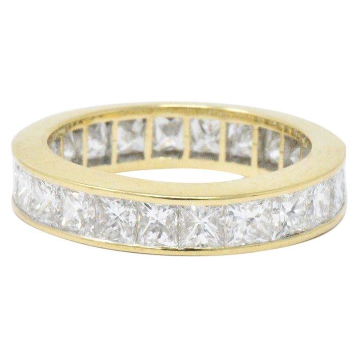 Dazzling 3.25 CTW Princess Cut Diamond 18 Karat Gold Eternity Band Ring Wilson's Estate Jewelry