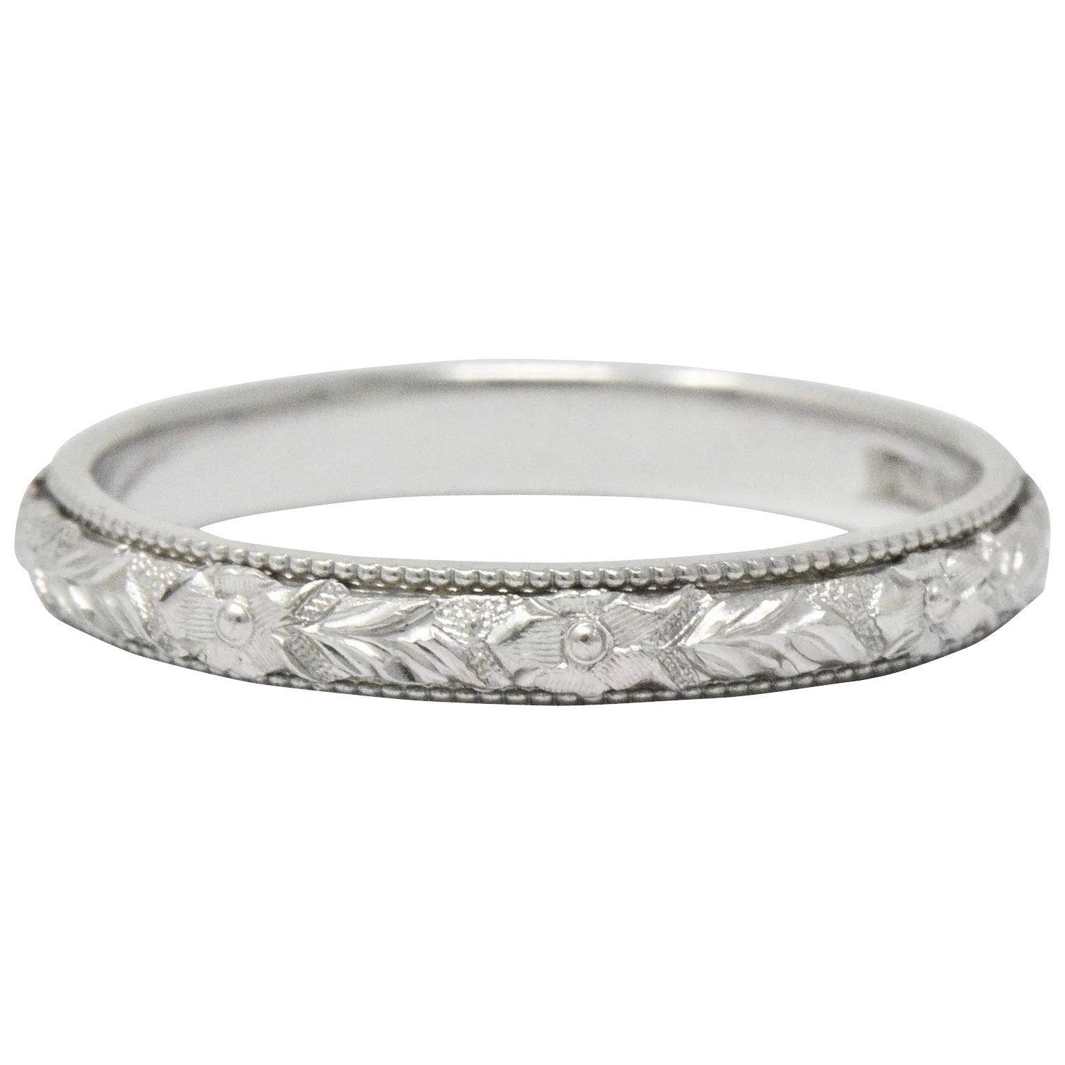 Delightful Art Deco Platinum Wedding Band Stack Ring Wilson's Estate Jewelry