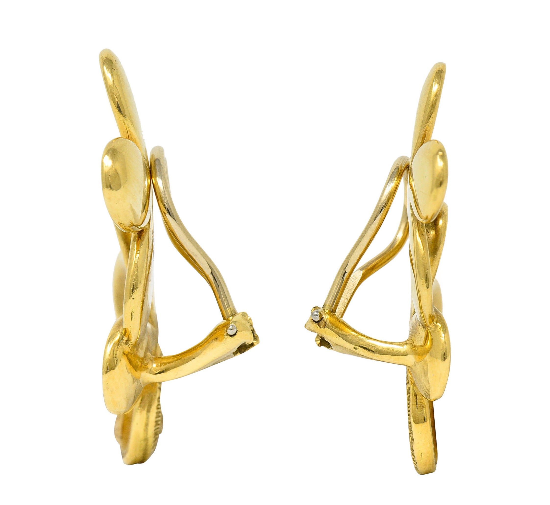 1987 Angela Cummings Vintage 18 Karat Gold Floral Ear-Clip EarringsEarrings - Wilson's Estate Jewelry