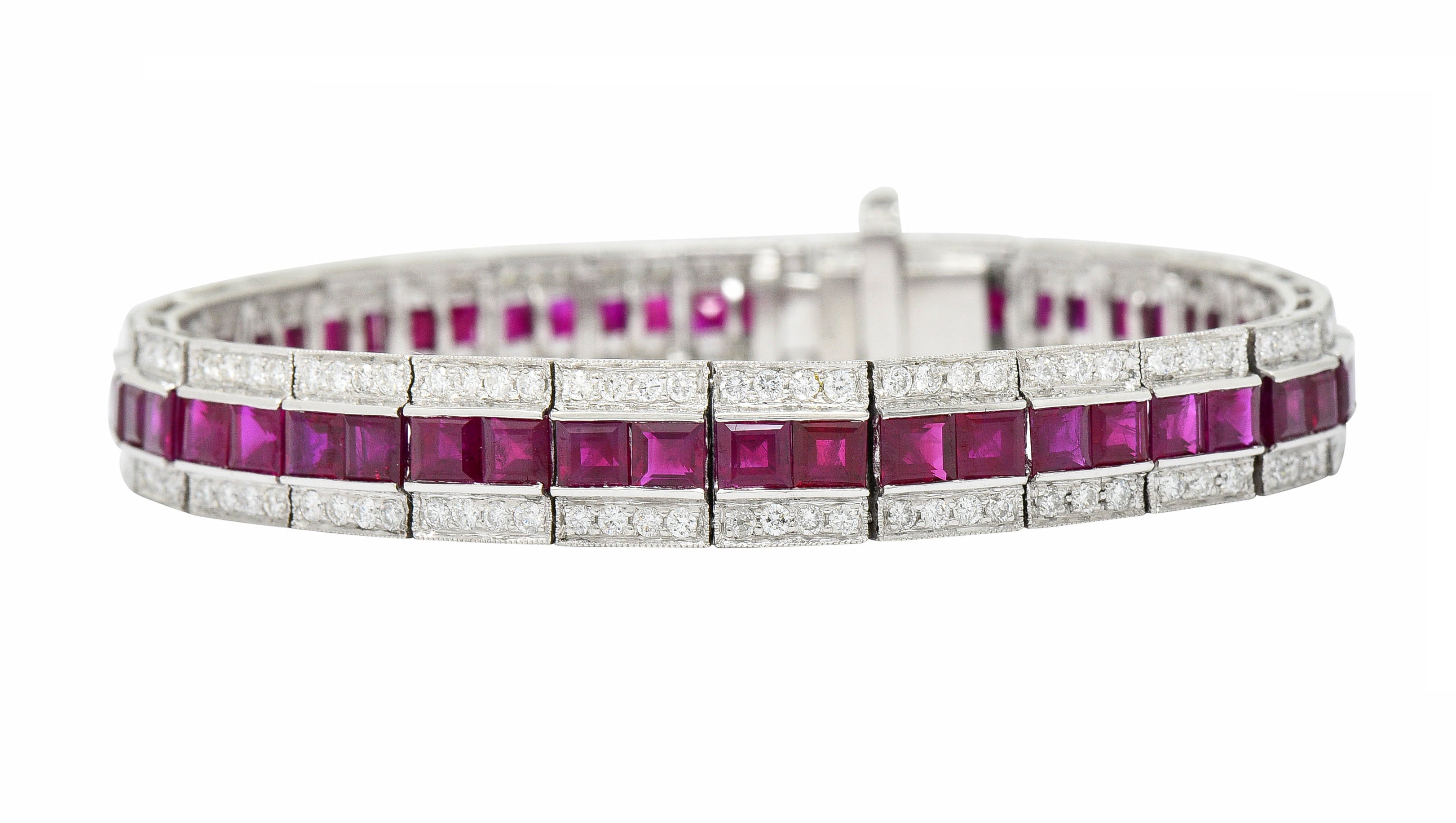 Vintage 14.00 CTW Ruby Diamond Platinum Line Braceletbracelet - Wilson's Estate Jewelry