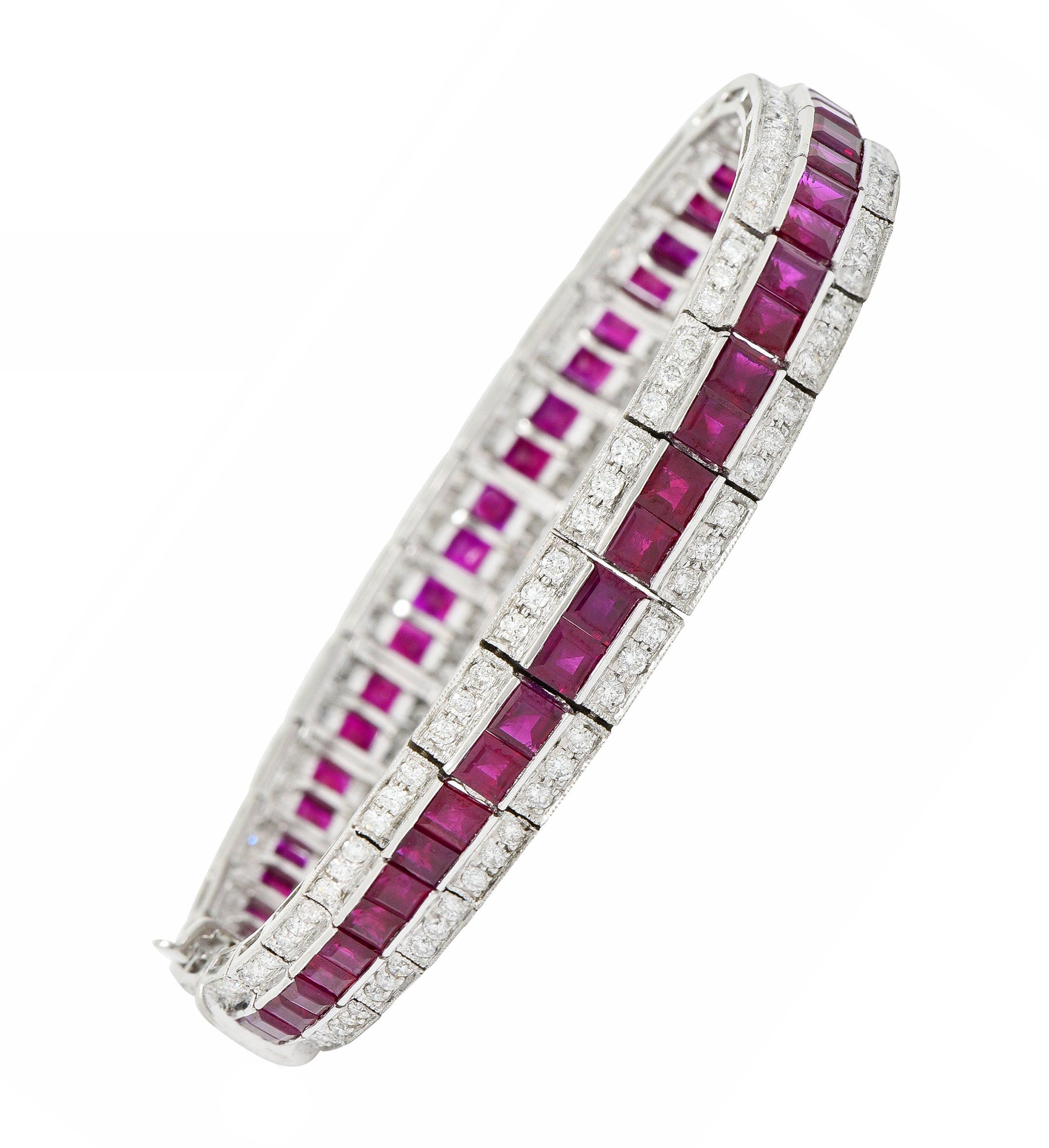 Vintage 14.00 CTW Ruby Diamond Platinum Line Braceletbracelet - Wilson's Estate Jewelry