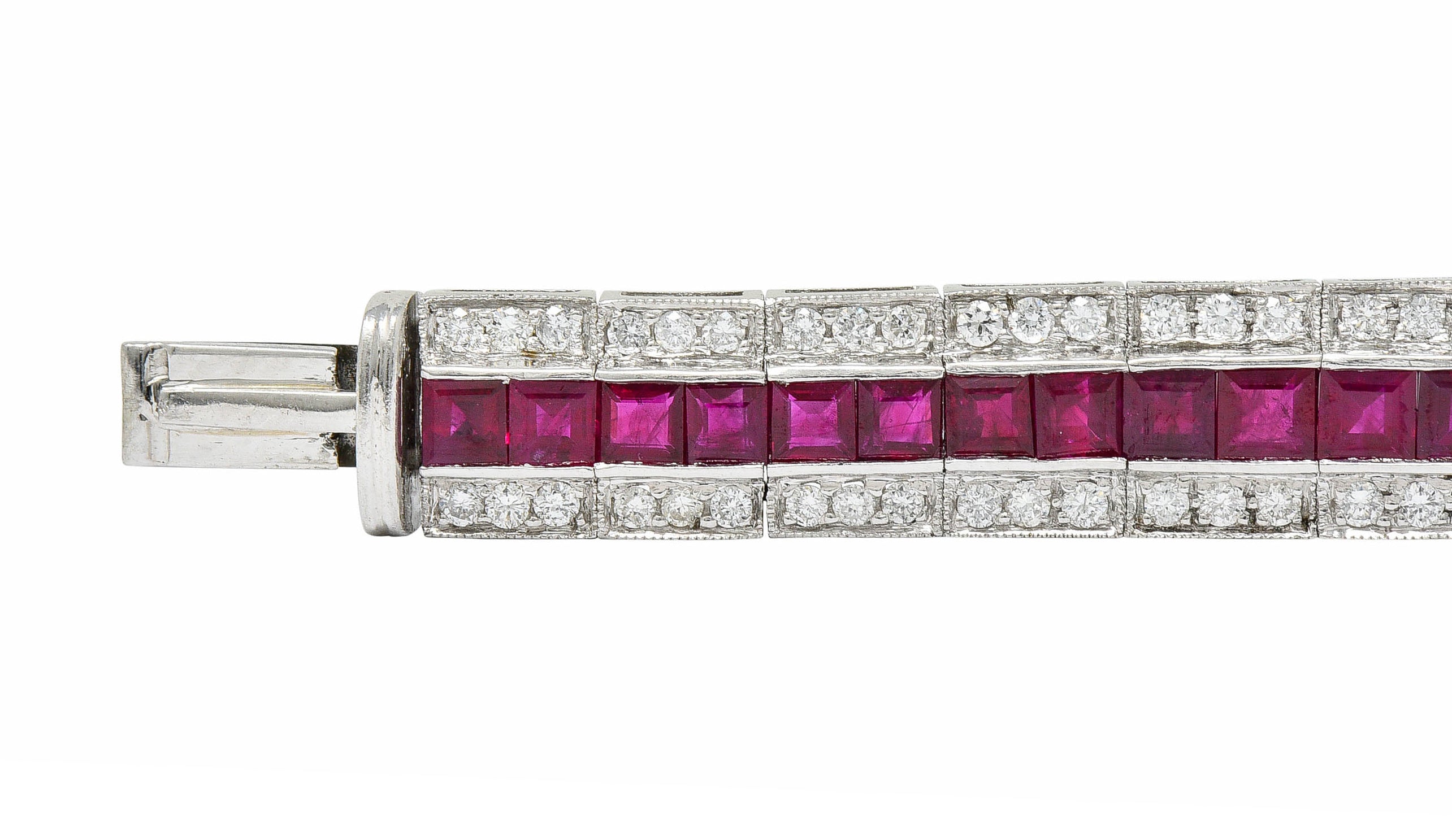 Vintage 14.00 CTW Ruby Diamond Platinum Line Braceletbracelet - Wilson's Estate Jewelry