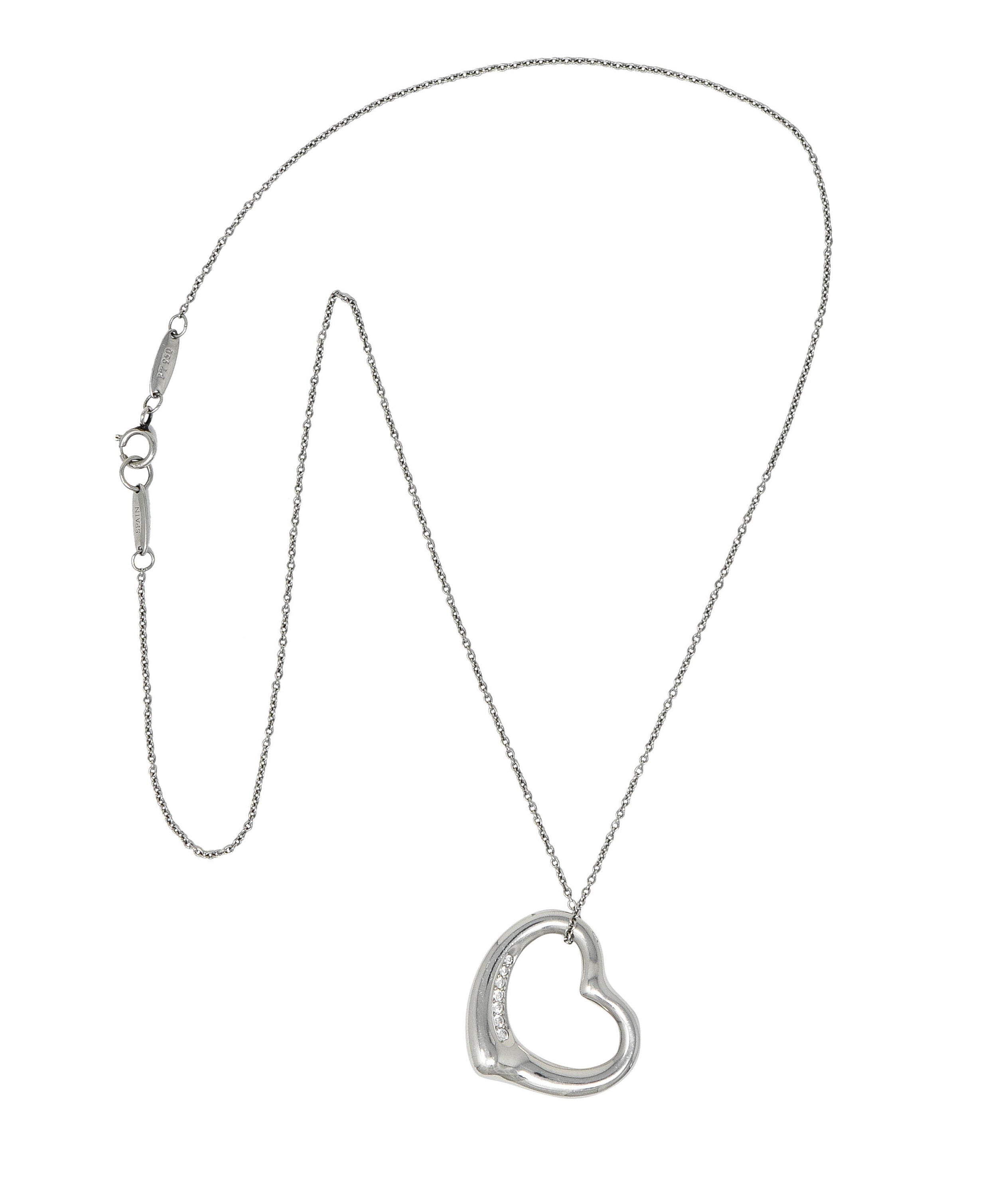 Elsa Peretti Tiffany & Co. Diamond Platinum 22 MM Open Heart Pendant NecklaceNecklace - Wilson's Estate Jewelry