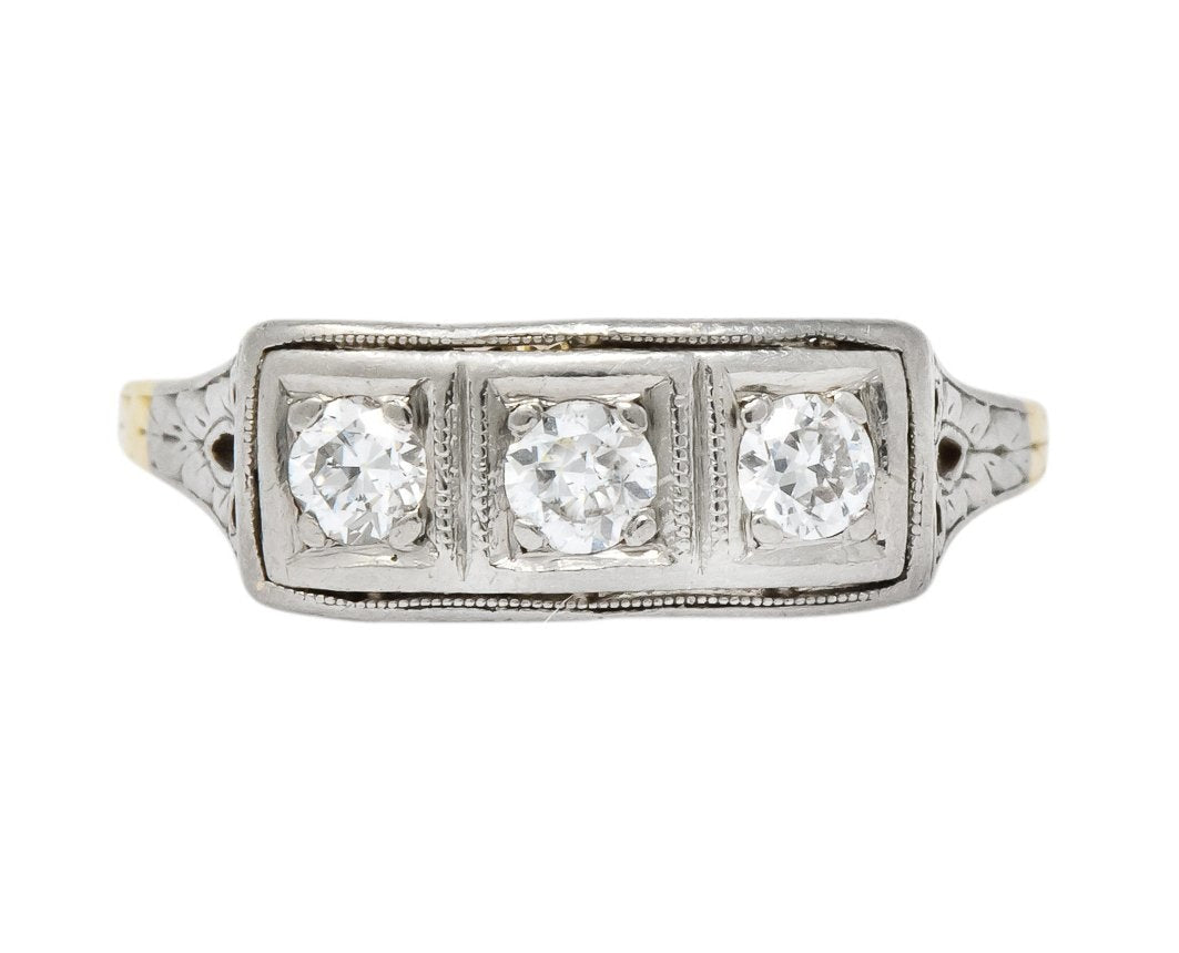 Edwardian 0.30 CTW Diamond Platinum-Topped 14 Karat Gold Ring - Wilson's Estate Jewelry