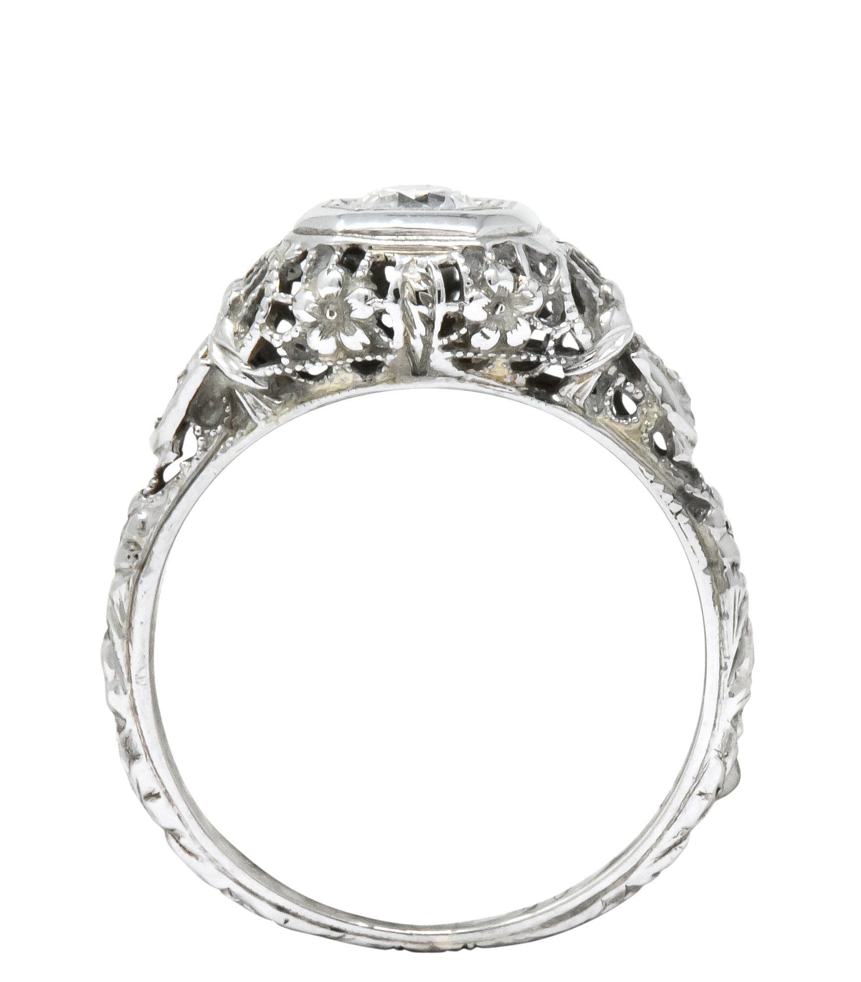 Edwardian 0.32 CTW Diamond 18 Karat White Gold Engagement Ring - Wilson's Estate Jewelry