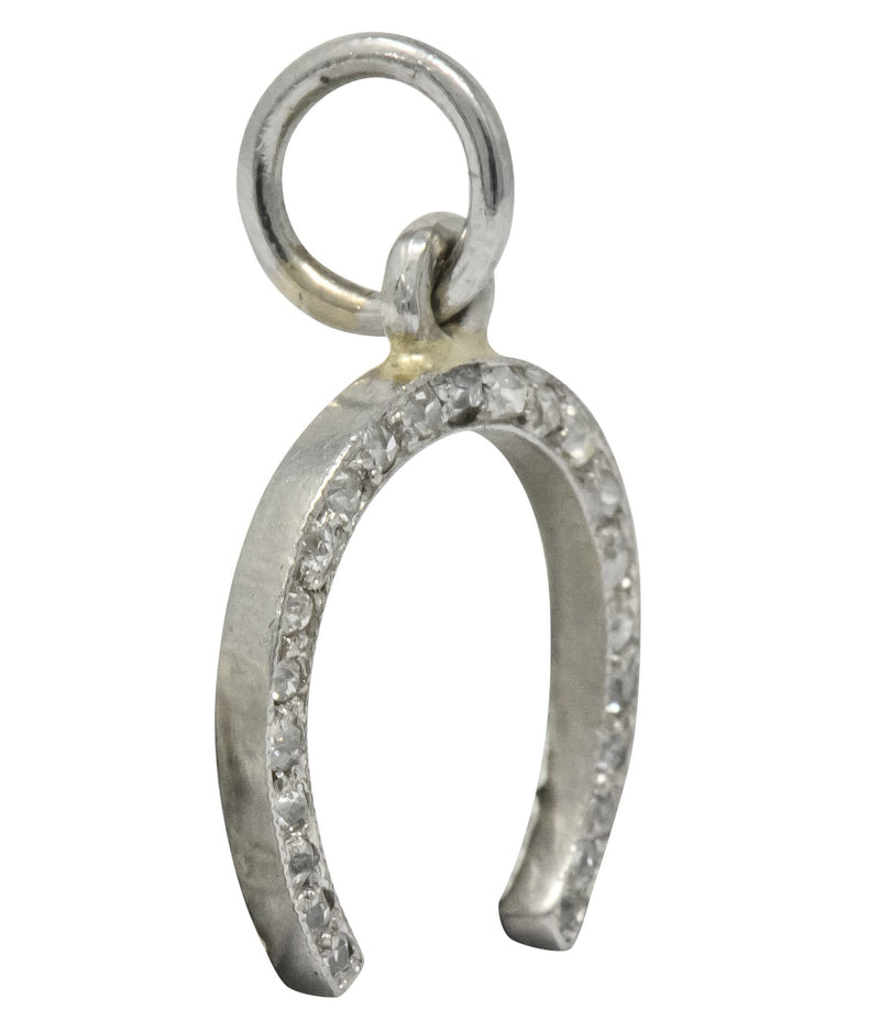 Edwardian 0.37 CTW Diamond Platinum Horseshoe Charm Circa 1920 - Wilson's Estate Jewelry