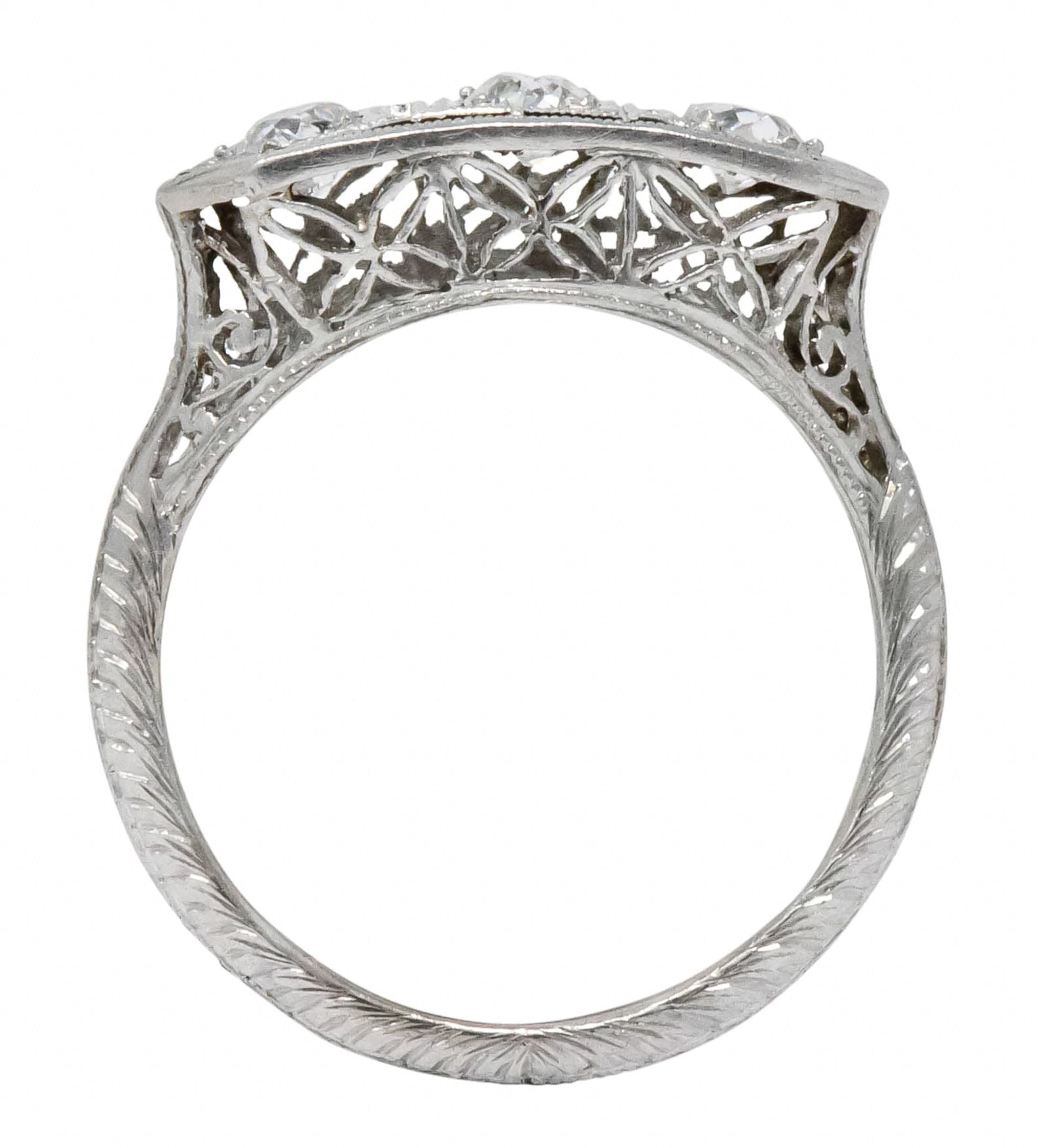 Edwardian 0.45 CTW Old European Diamond Platinum Three Stone Ring - Wilson's Estate Jewelry