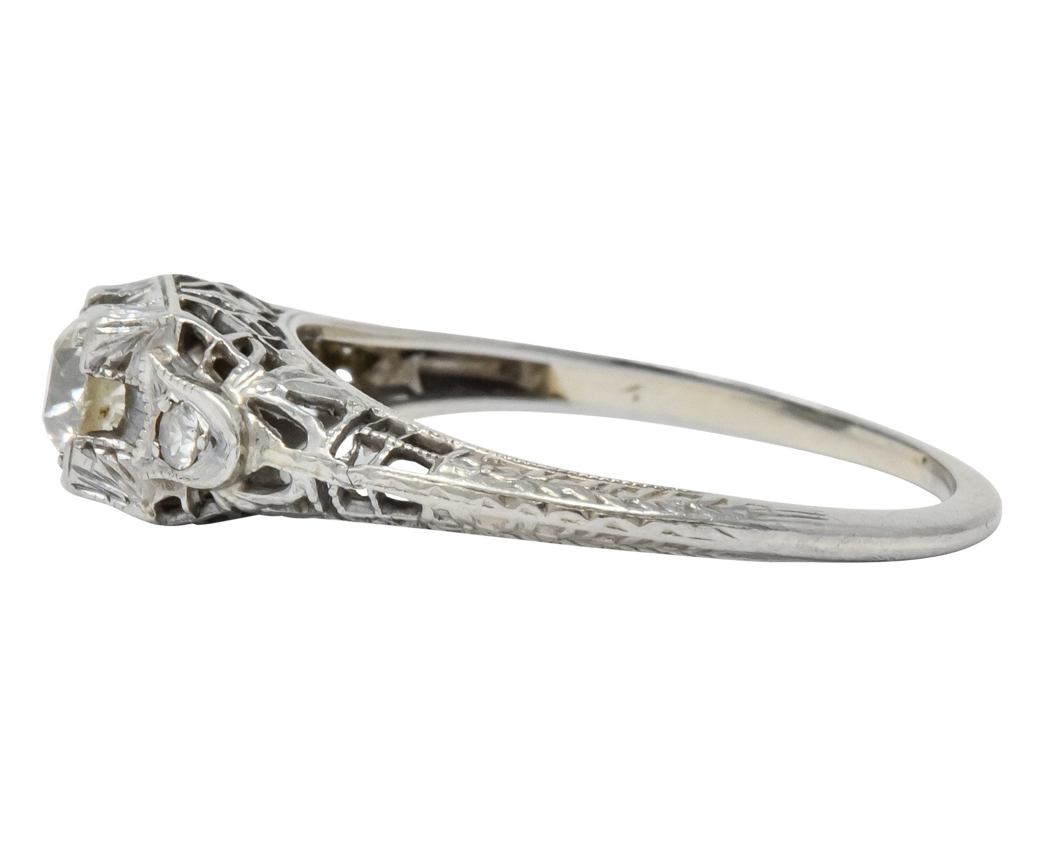 Edwardian 0.47 CTW Diamond 18 Karat White Gold Engagement Ring - Wilson's Estate Jewelry