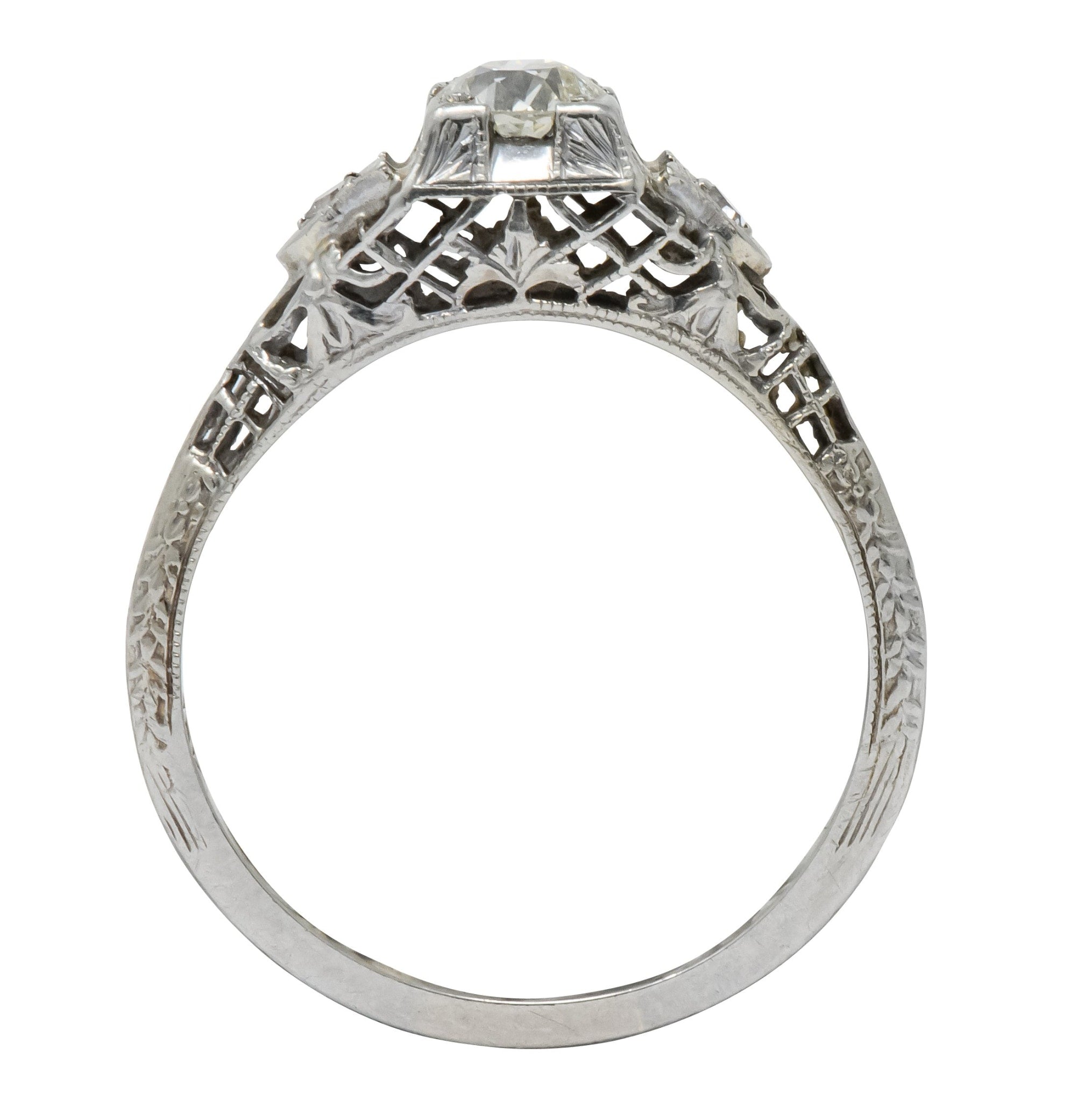 Edwardian 0.47 CTW Diamond 18 Karat White Gold Engagement Ring - Wilson's Estate Jewelry