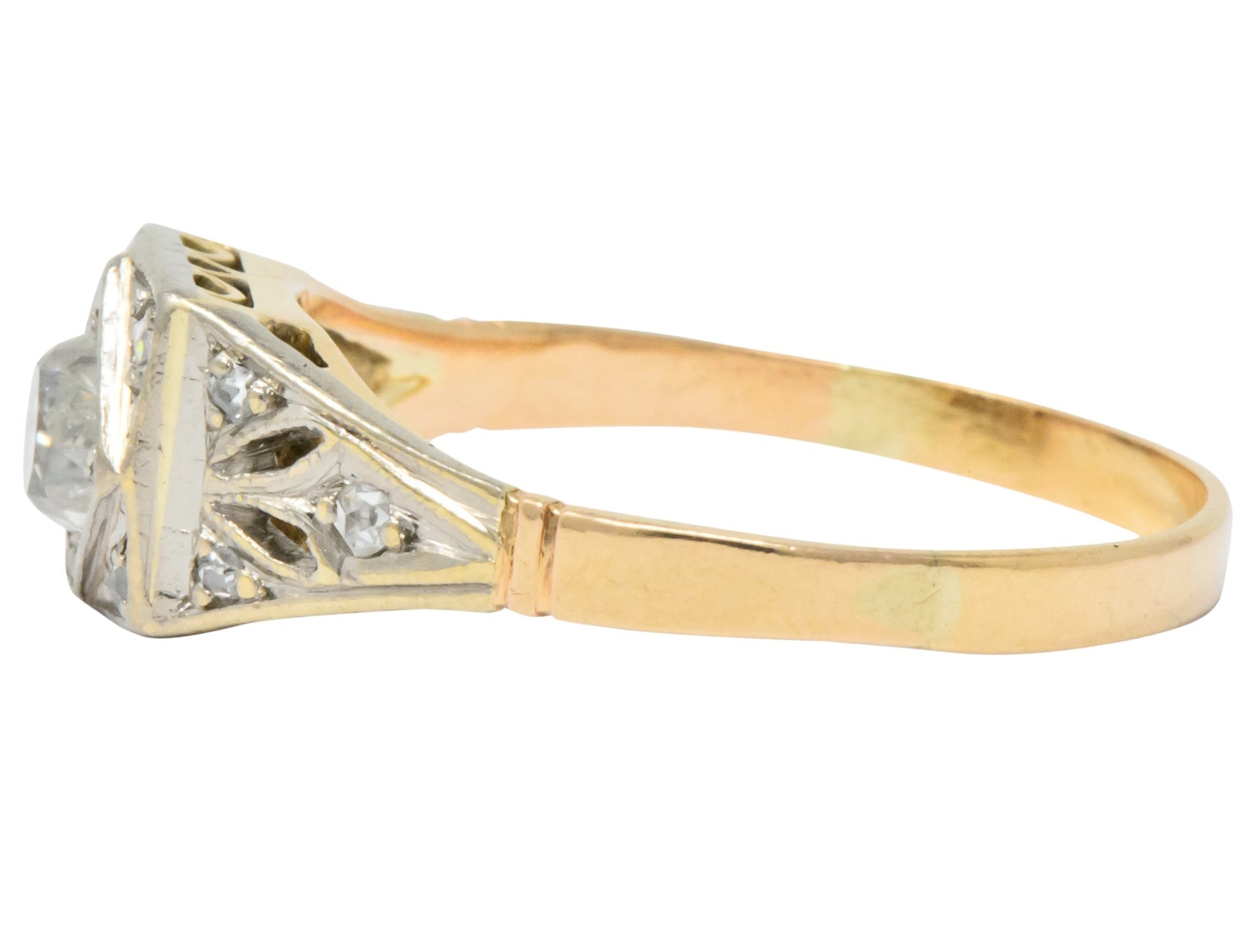 Edwardian 0.50 CTW Diamond Platinum 14 Karat Gold Antique Engagement Ring - Wilson's Estate Jewelry