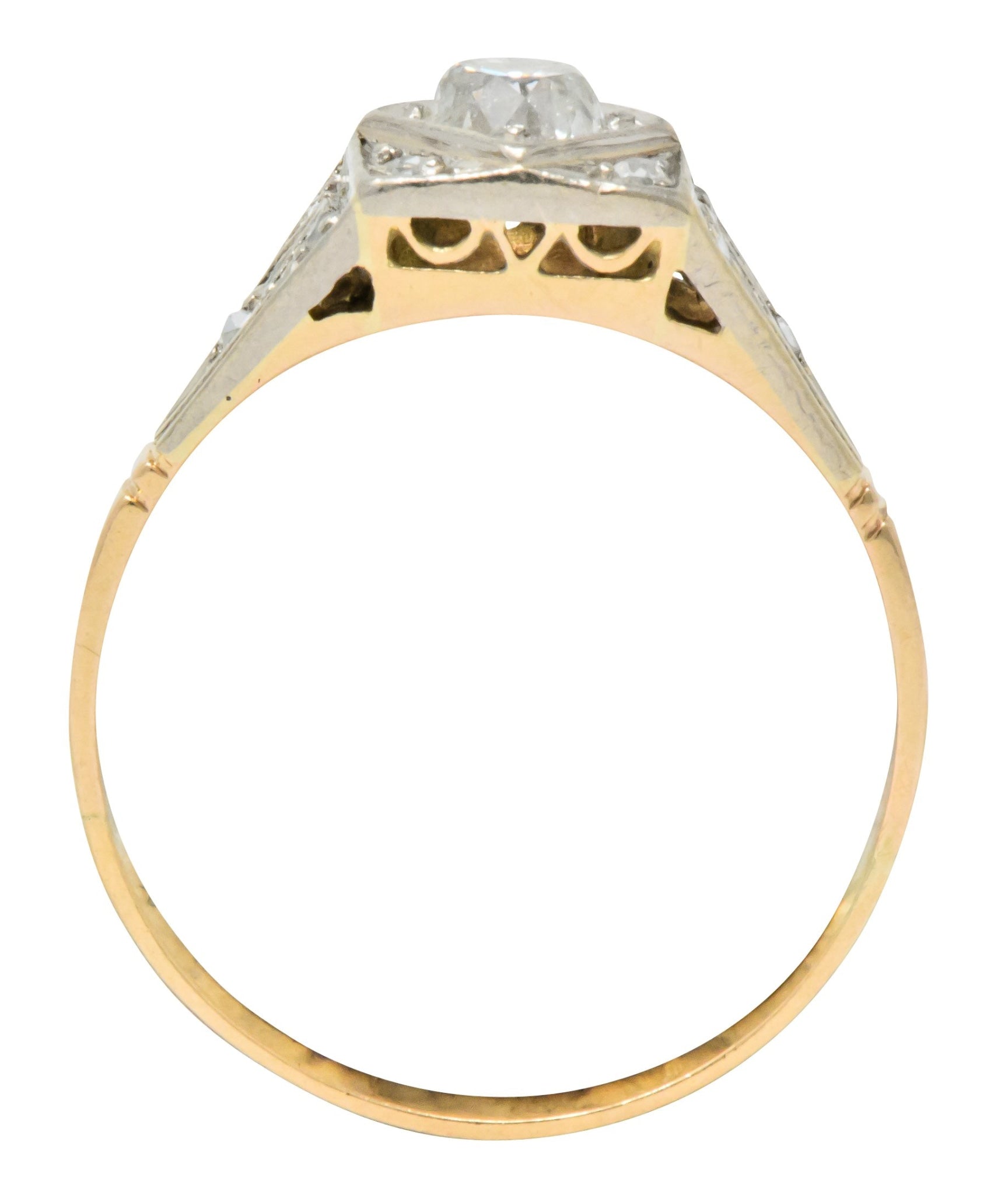 Edwardian 0.50 CTW Diamond Platinum 14 Karat Gold Antique Engagement Ring - Wilson's Estate Jewelry