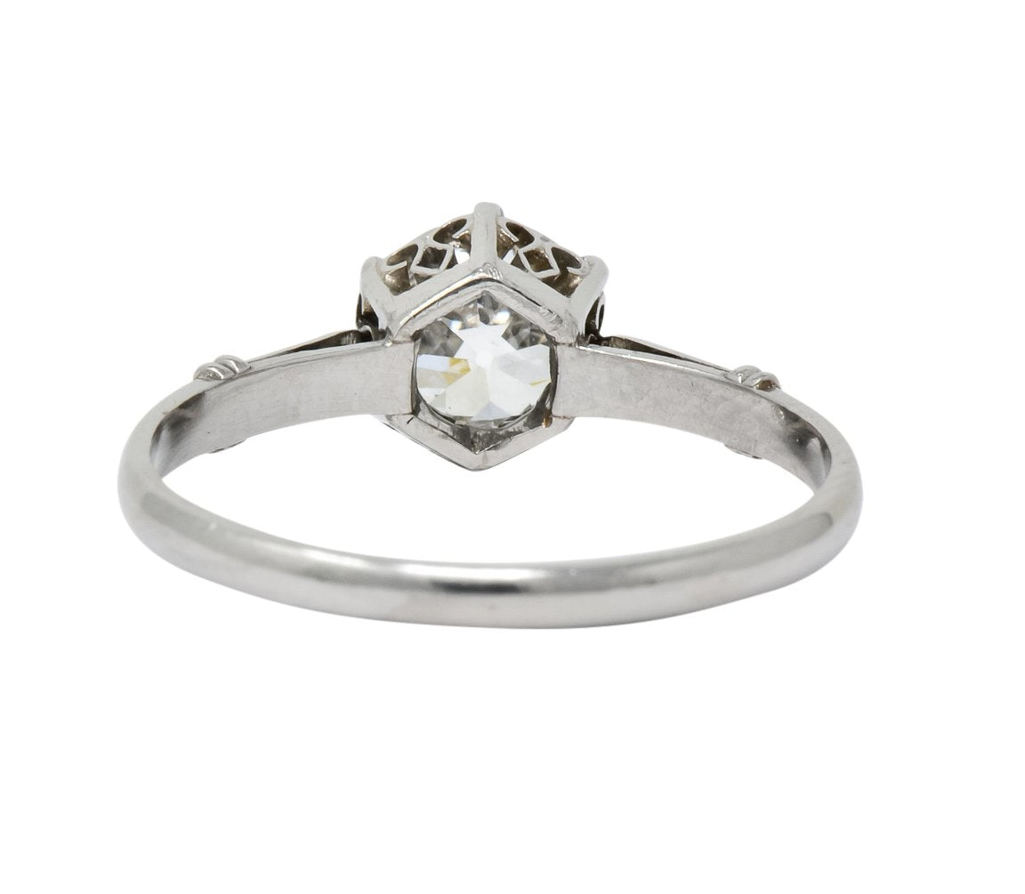 Edwardian 0.98 CTW Old European Cut Diamond Platinum Engagement Ring GIA - Wilson's Estate Jewelry