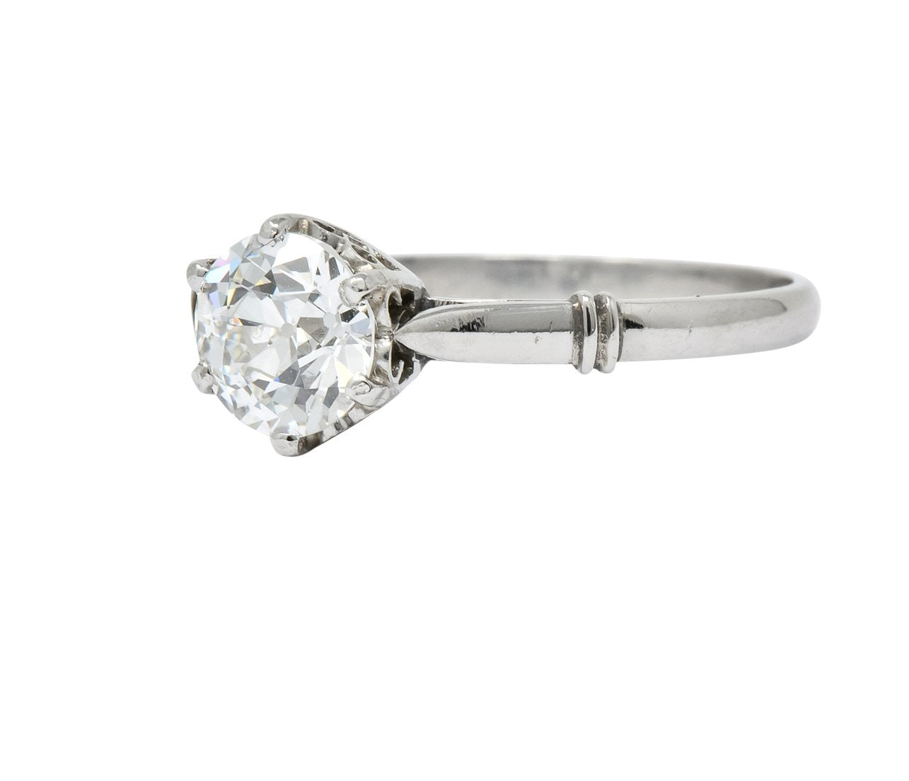 Edwardian 0.98 CTW Old European Cut Diamond Platinum Engagement Ring GIA - Wilson's Estate Jewelry